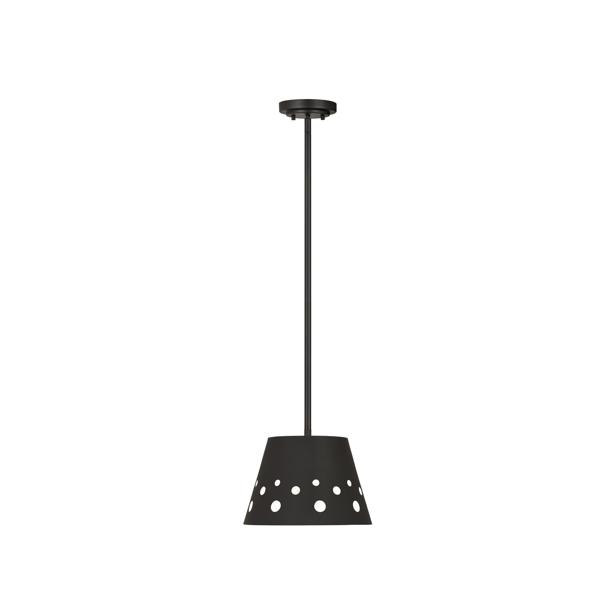Shown in Matte Black finish and Iron glass and Iron shade