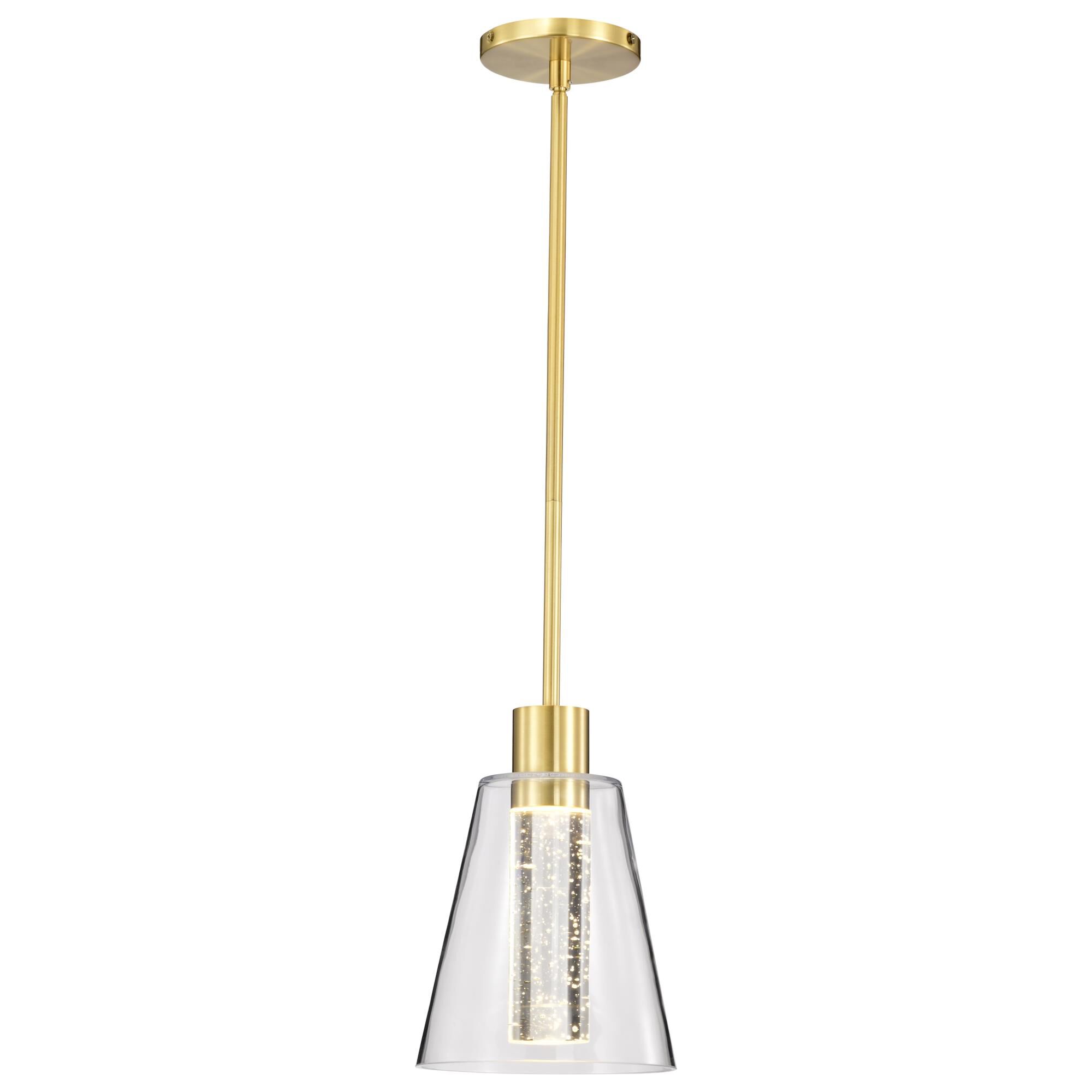 Shown in Brushed Brass finish and Clear K9 Bubble Crystal glass