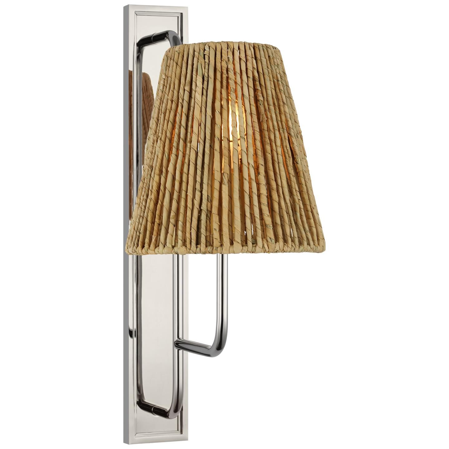 Shown in Polished Nickel finish and Natural Abaca shade