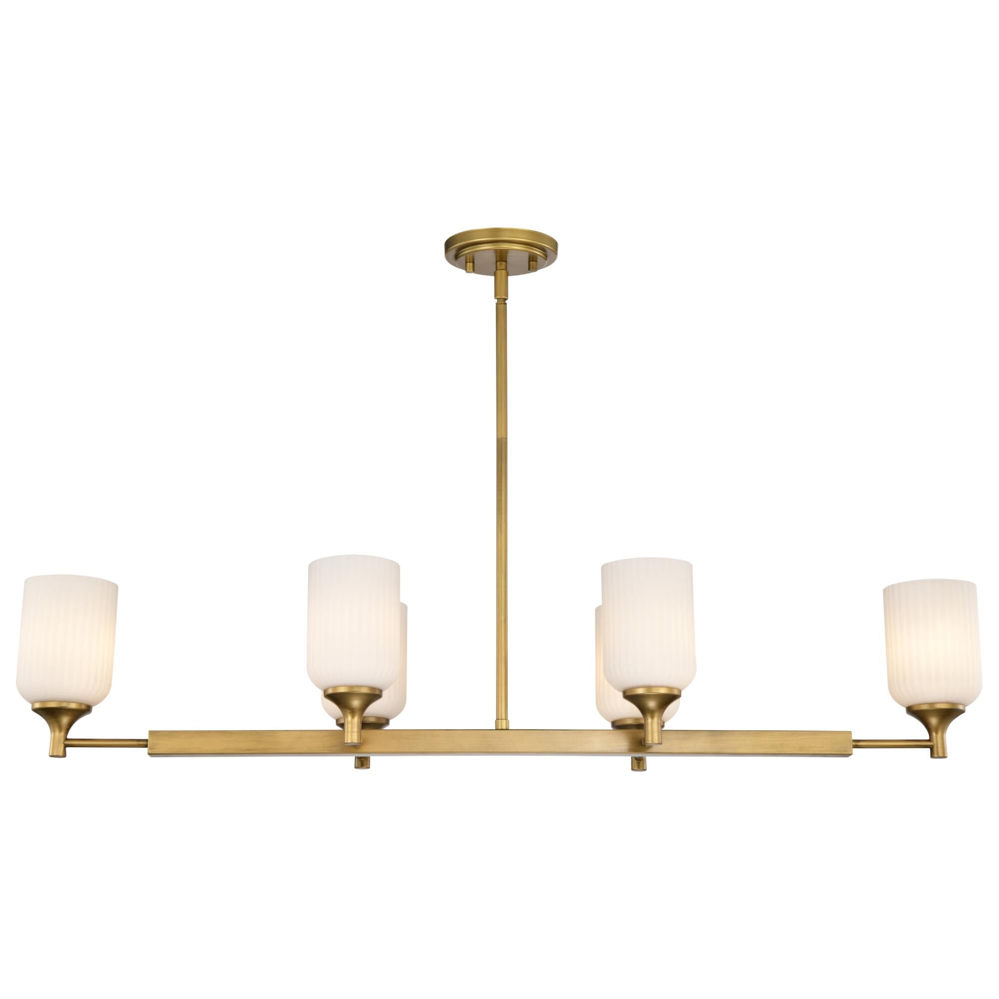 Shown in Natural Brass finish and Frosted Ribbed glass