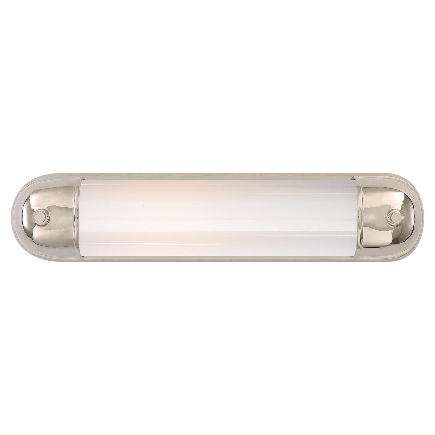 Shown in Polished Nickel finish and White glass