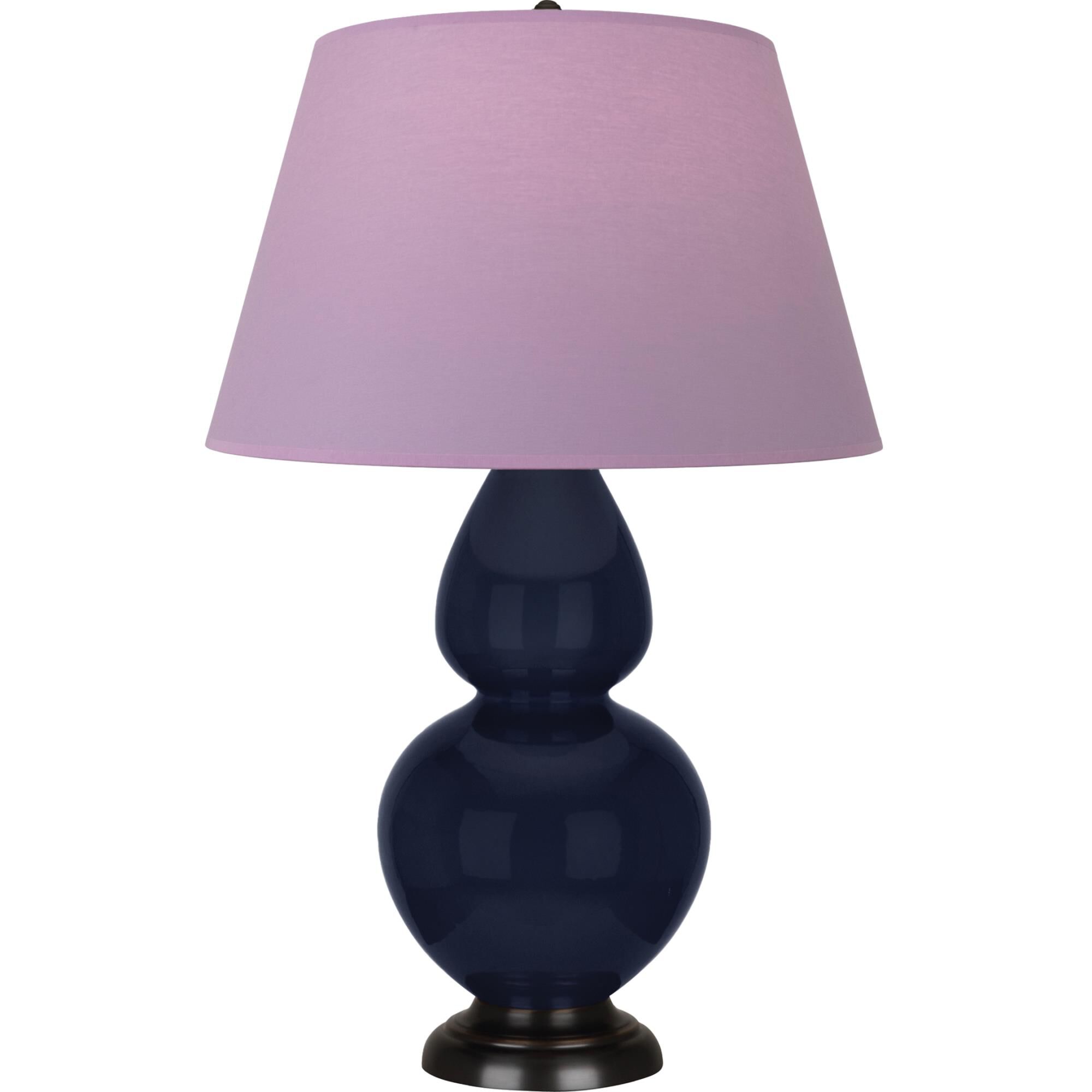 Shown in Midnight Blue finish and Lavender and Plum shade and Deep Patina Bronze accent