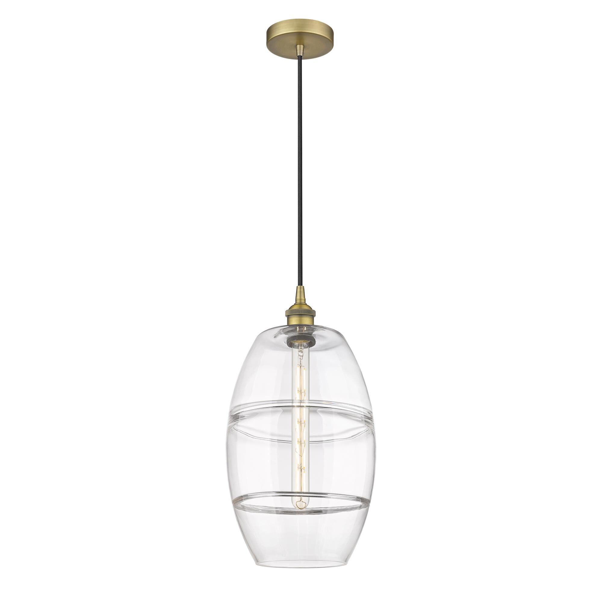 Shown in Brushed Brass finish and Clear glass