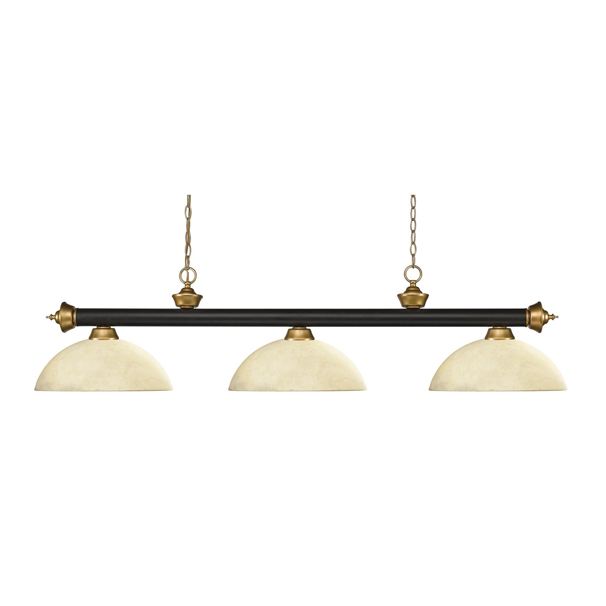 Shown in Bronze + Satin Gold finish and Glass shade
