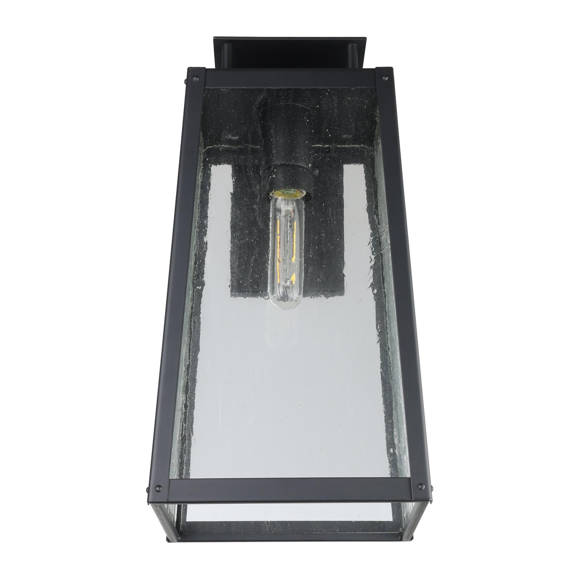 Shown in Matte Black finish and Clear Antique glass