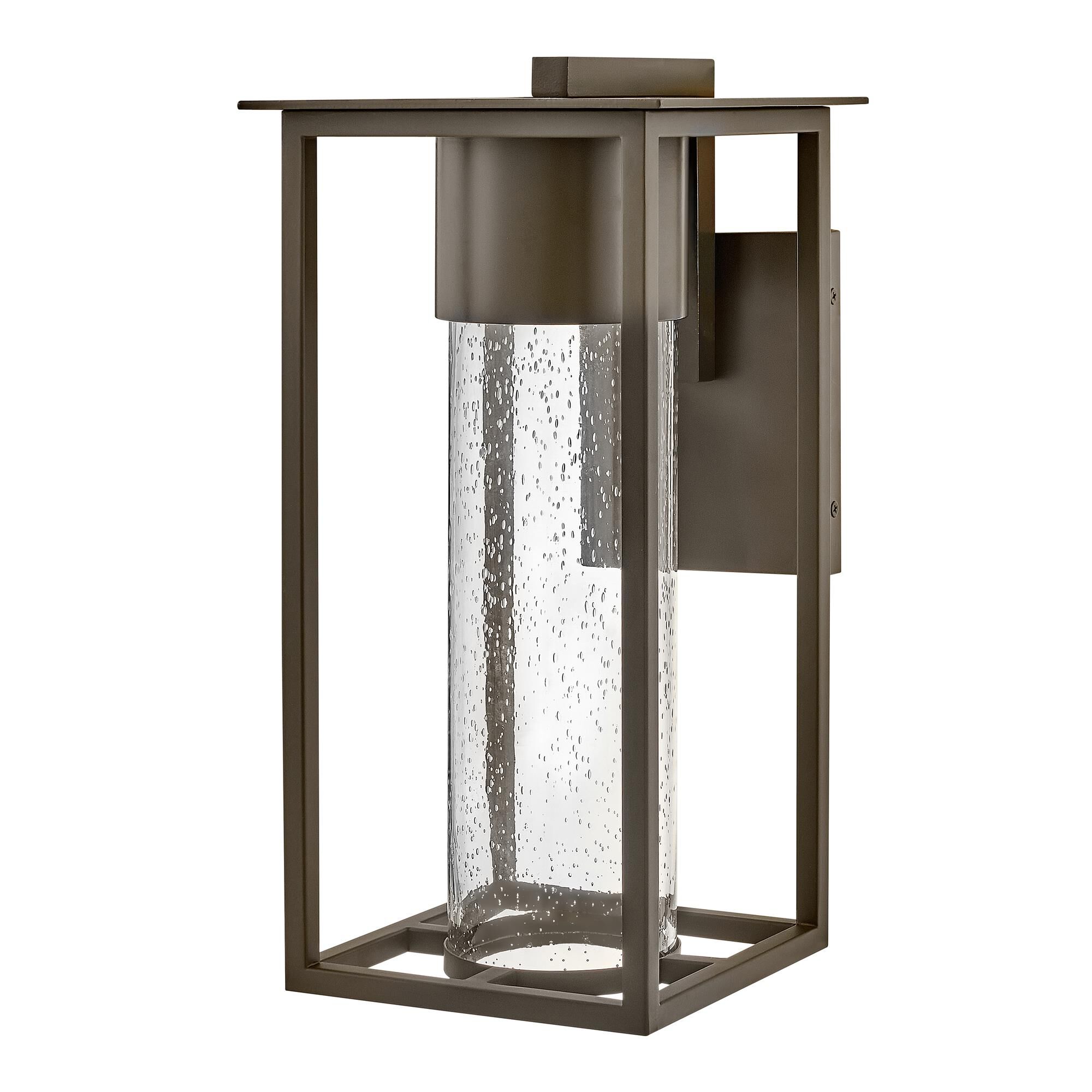 Shown in Oil Rubbed Bronze finish and Clear Seedy glass