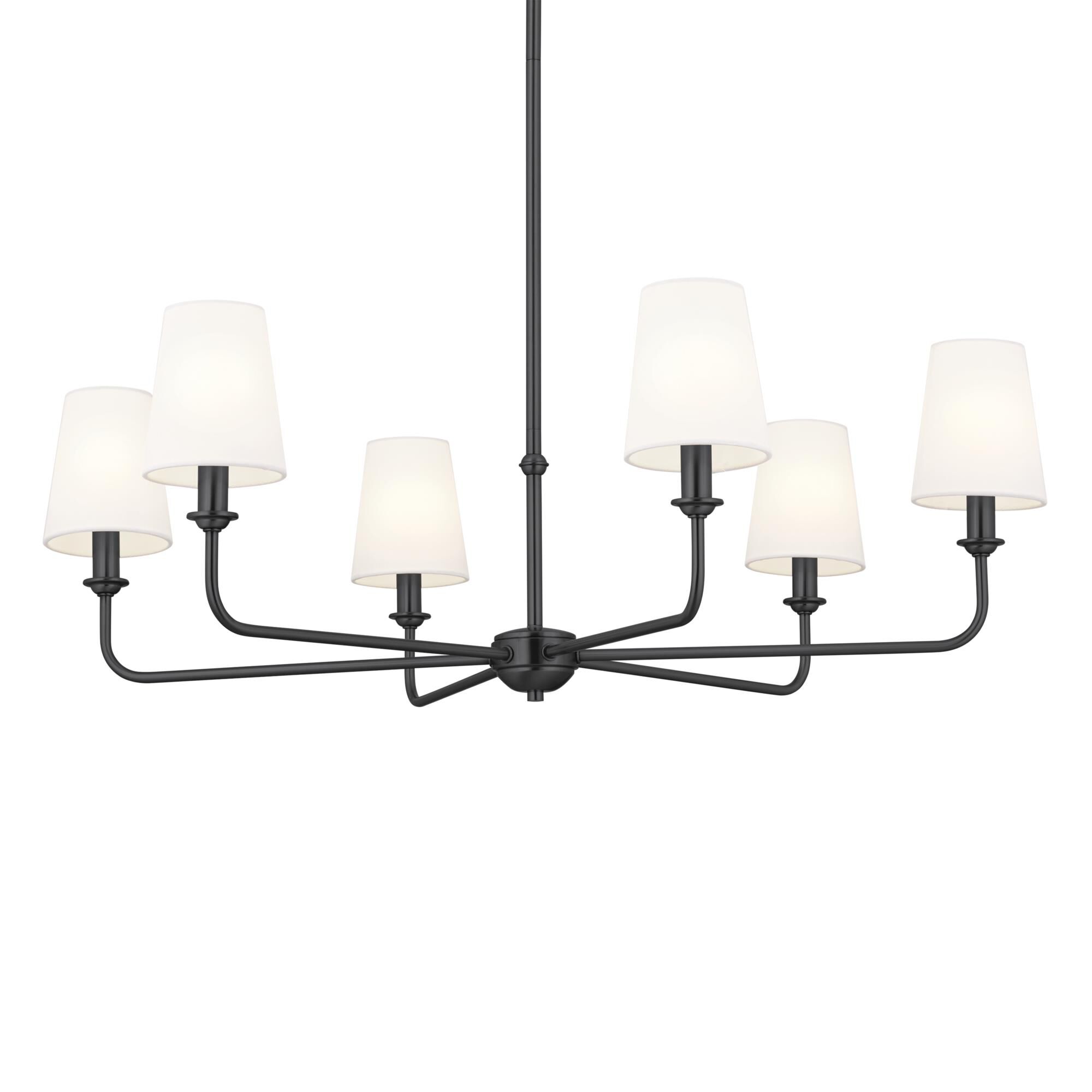 Shown in Black finish and Fabric and Bell shade