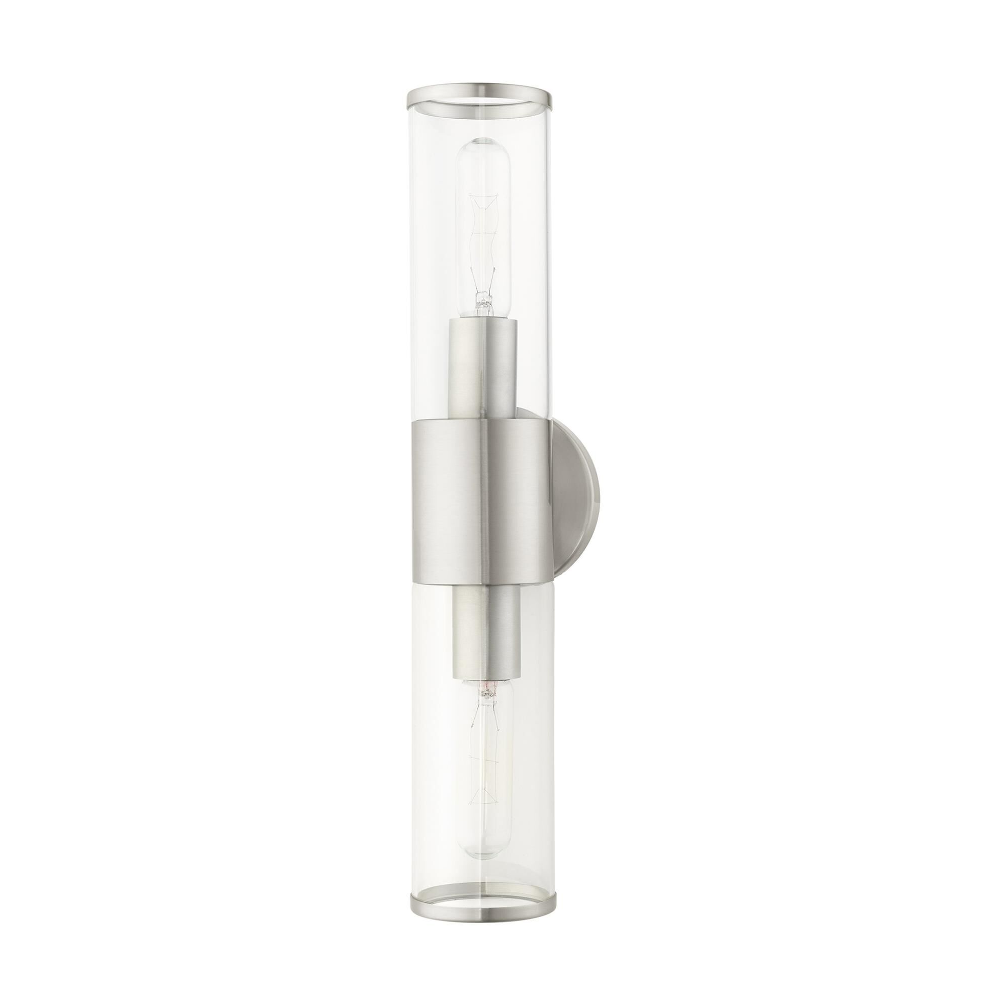 Shown in Brushed Nickel finish and Clear glass