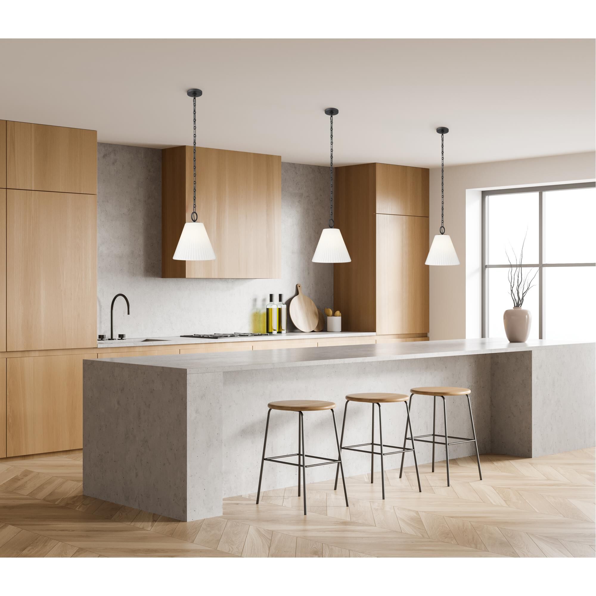 Shown in Matte Black finish and White glass and White shade