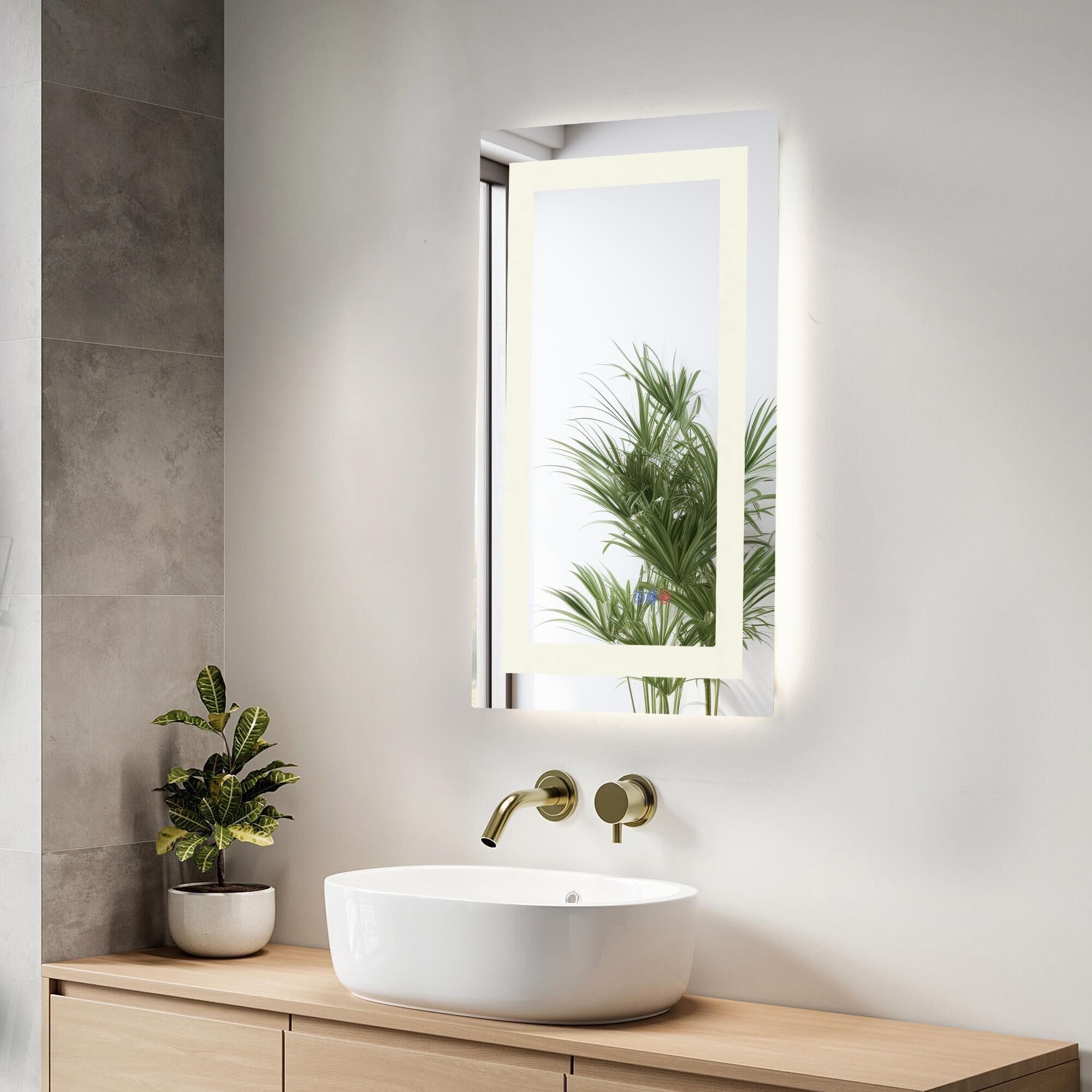 Riven 30 Inch LED Lighted Mirror by Elegant Dcor