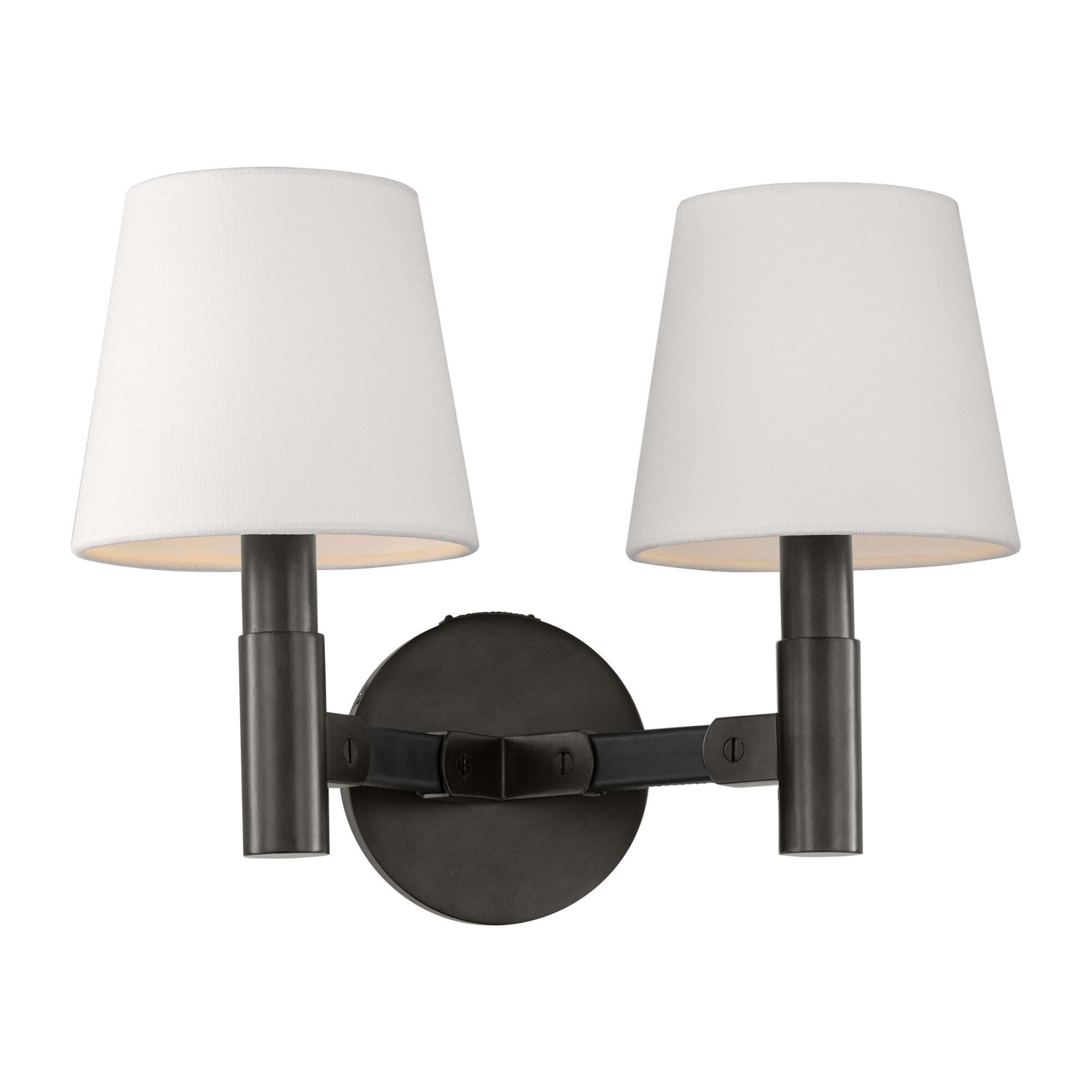 Shown in Aged Iron finish and White Linen shade