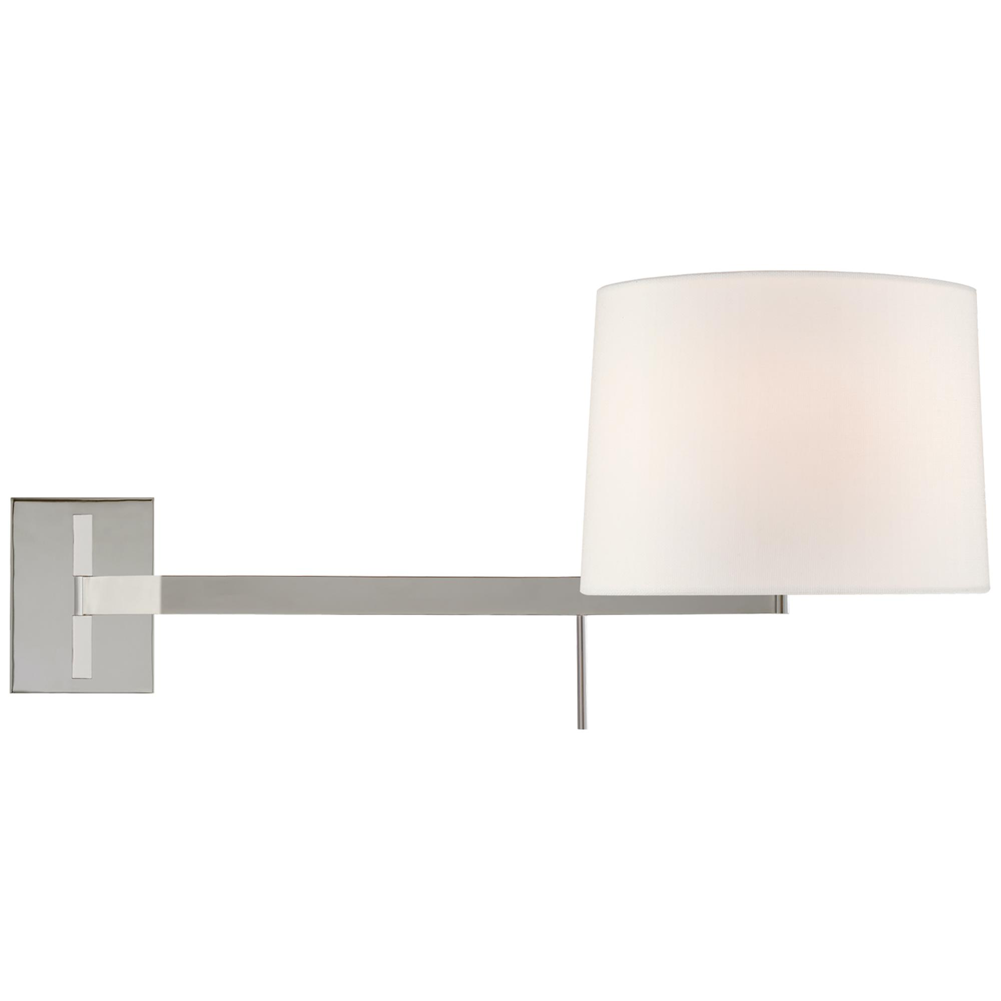 Shown in Polished Nickel finish and Linen shade