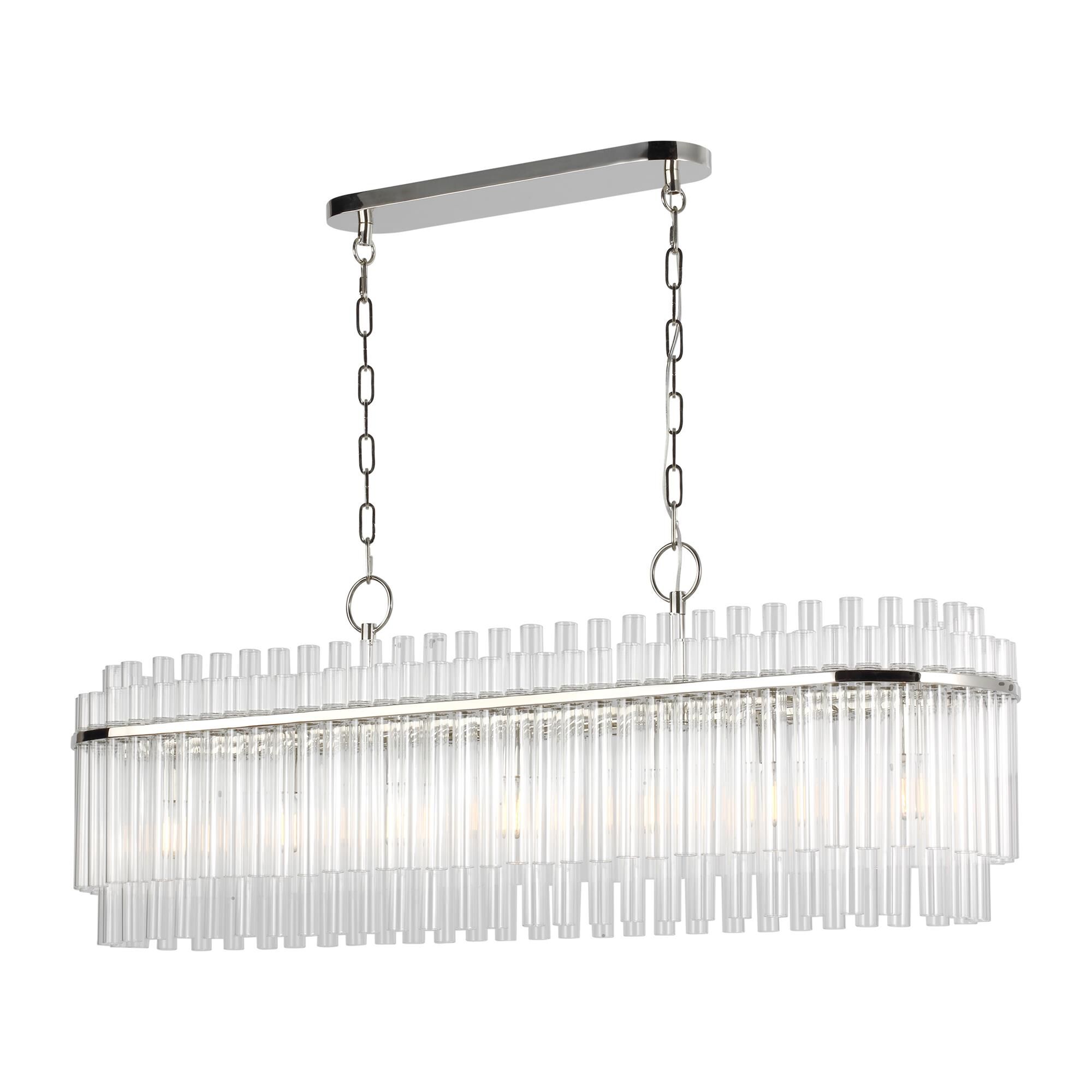 Shown in Polished Nickel finish and Clear Tubes glass