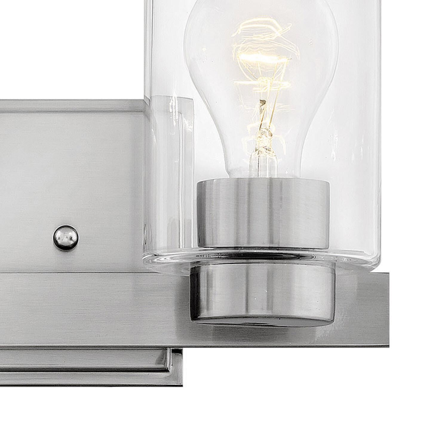 Shown in Brushed Nickel finish and Clear glass