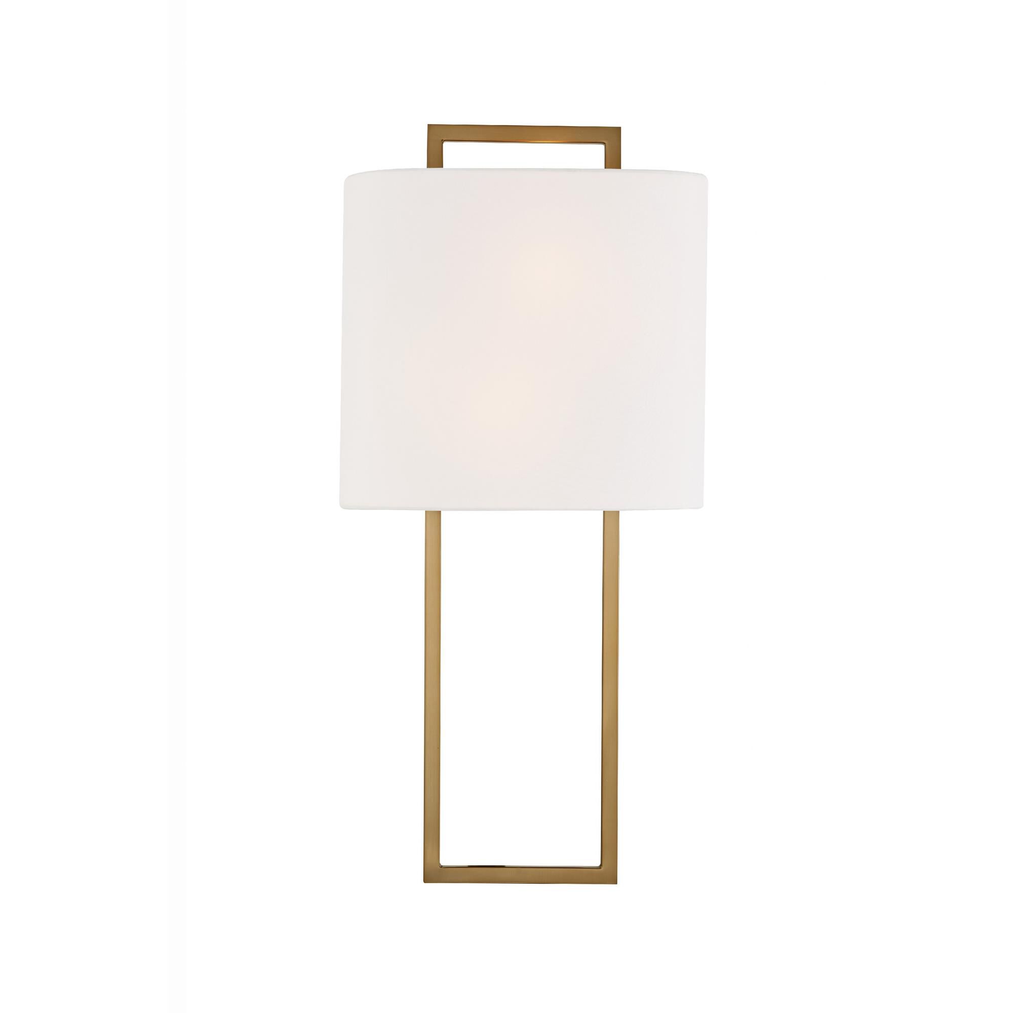 Shown in Vibrant Gold finish and Fabric glass and White shade