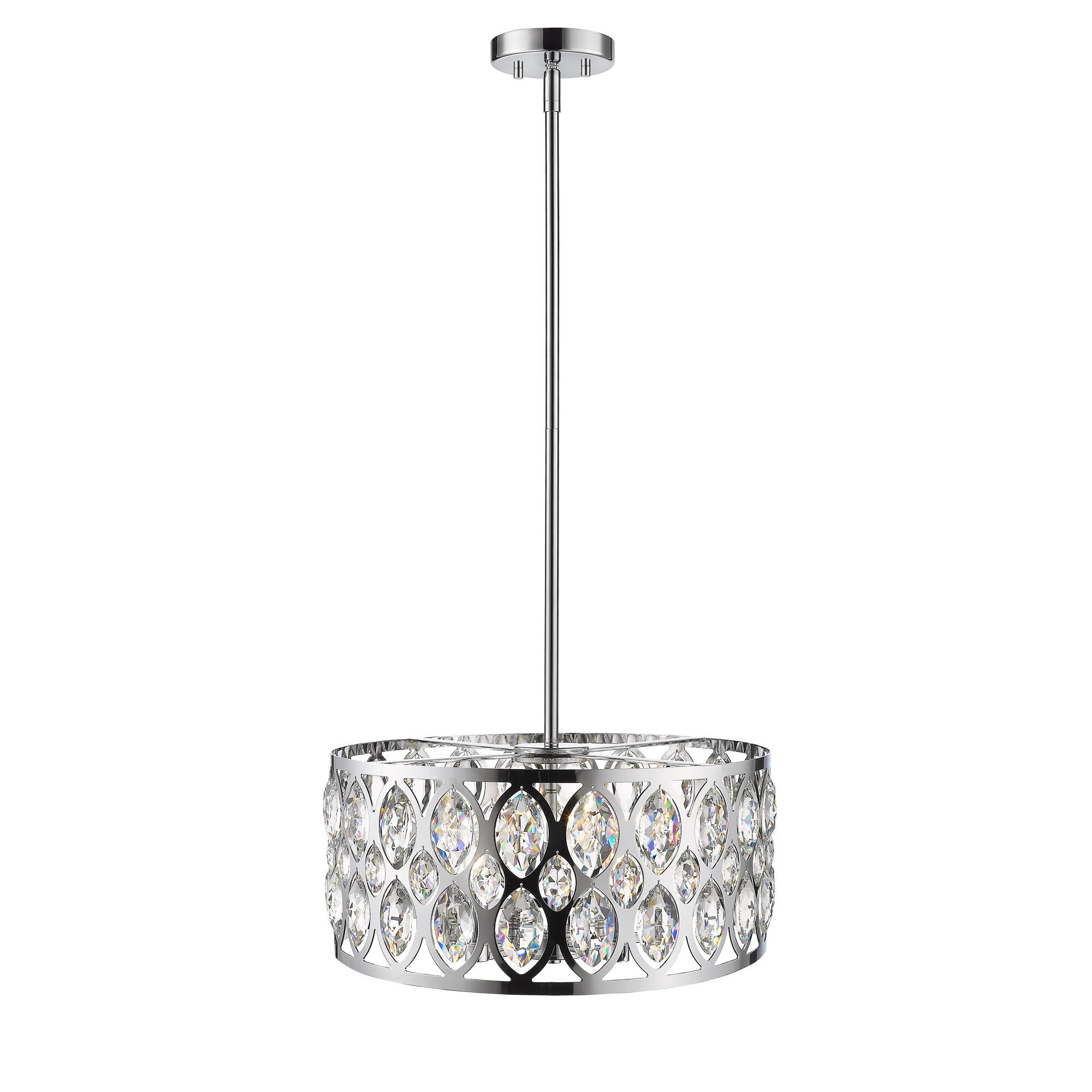 Shown in Chrome finish and Crystal glass and Crystal shade