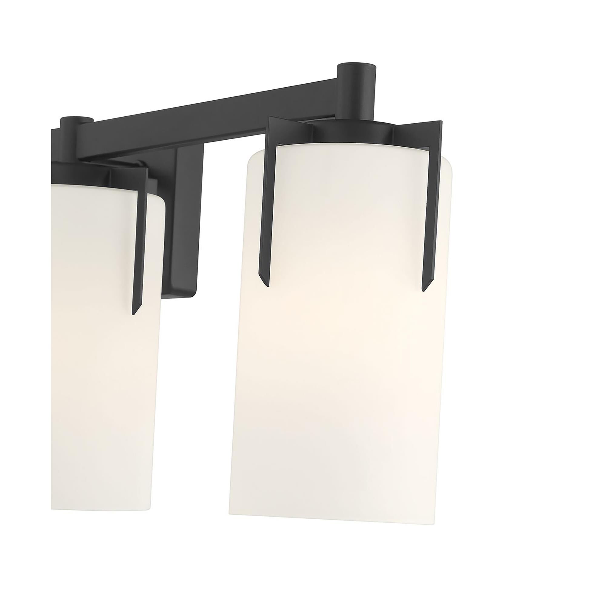 Shown in Matte Black finish and White Frosted glass