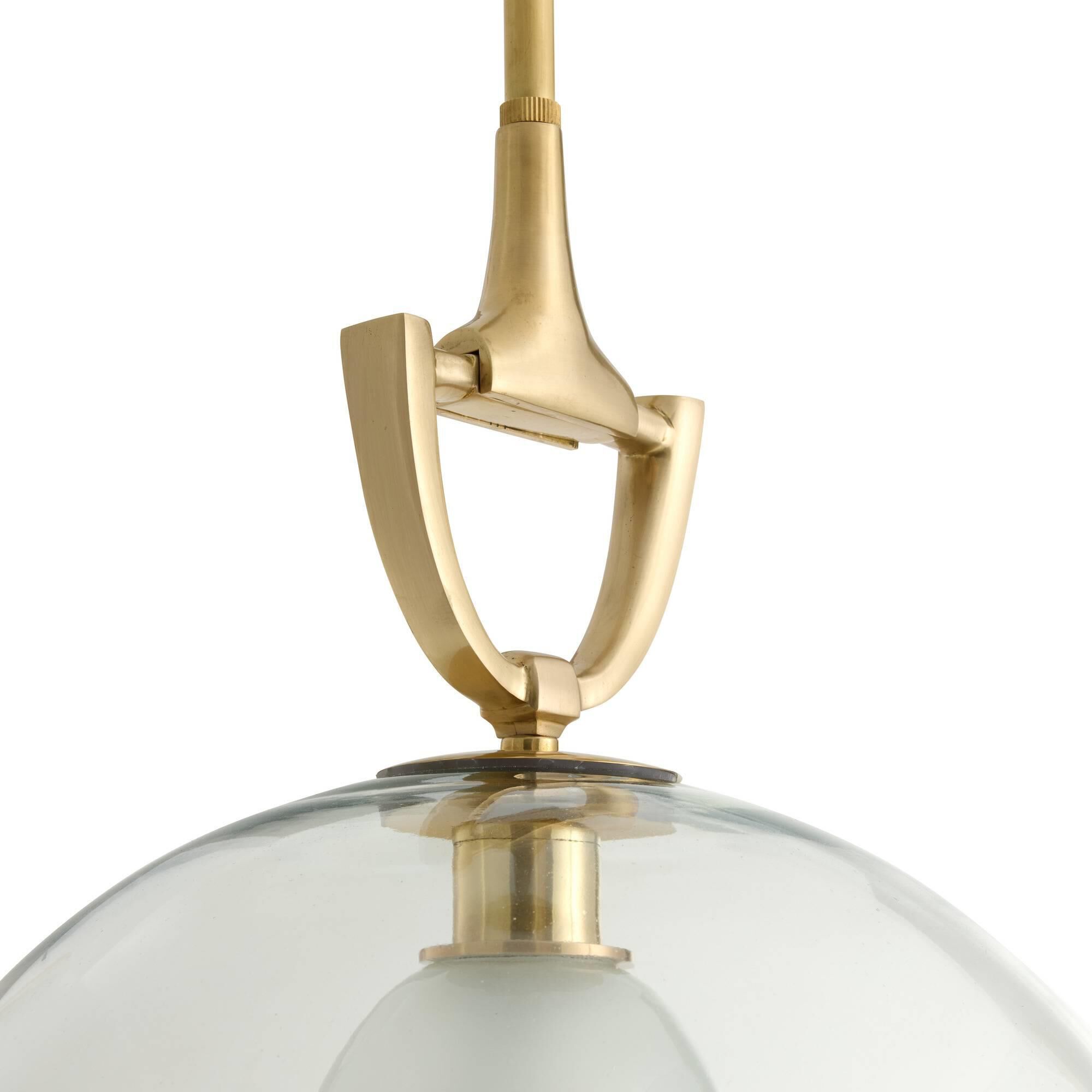 Shown in Antique Brass finish and Frosted glass