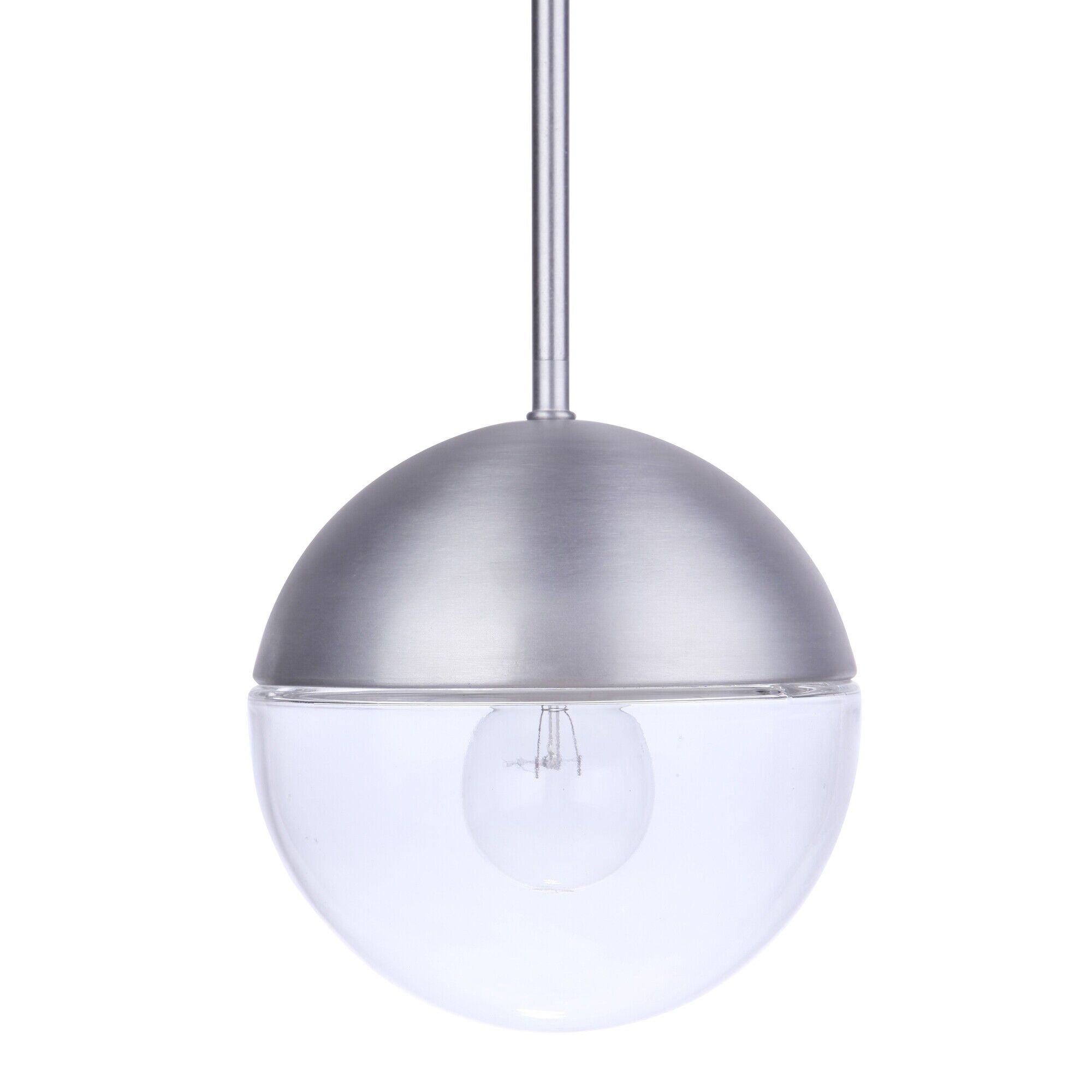 Shown in Satin Aluminum finish and Clear glass and Glass shade