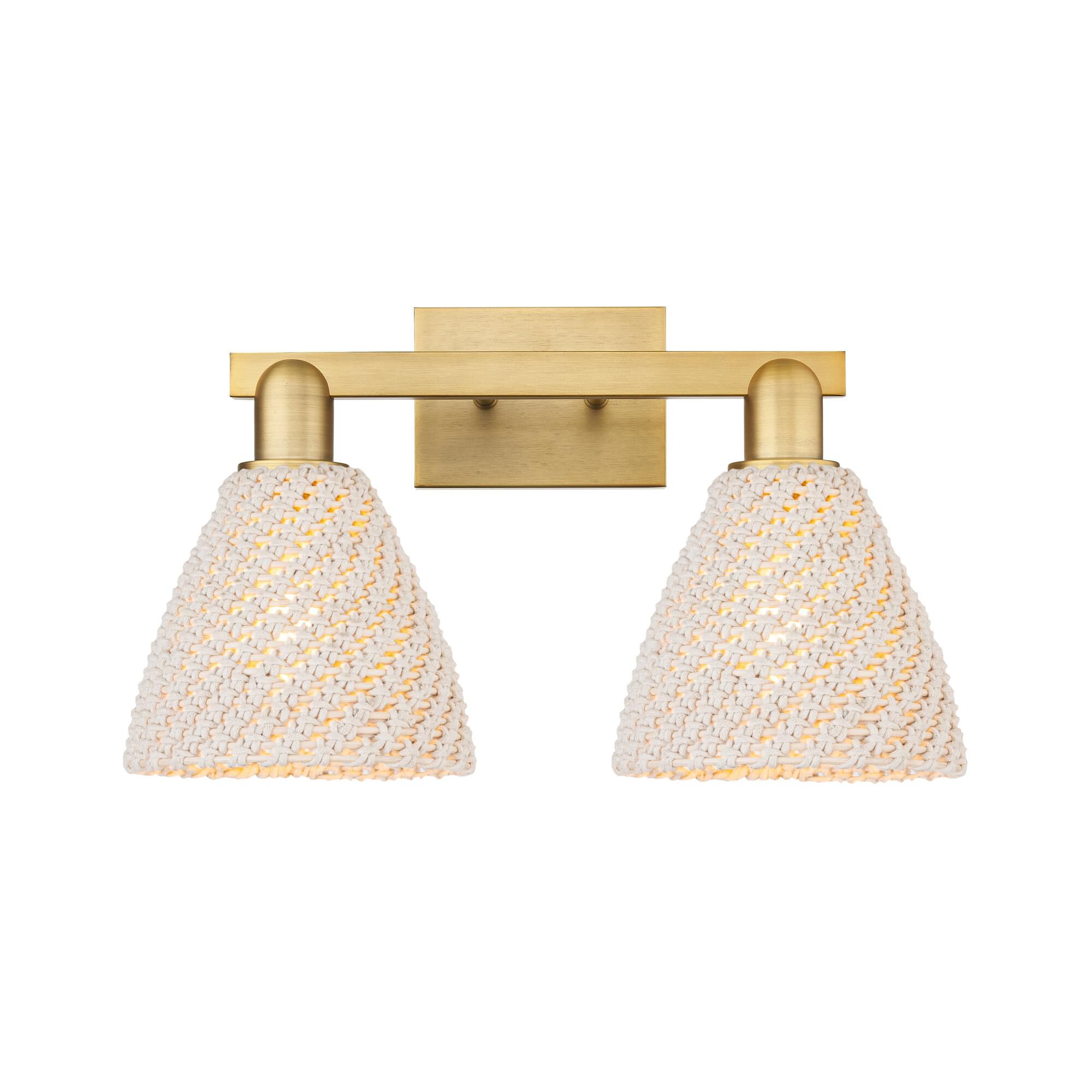 Shown in Brushed Brass finish and Natural shade