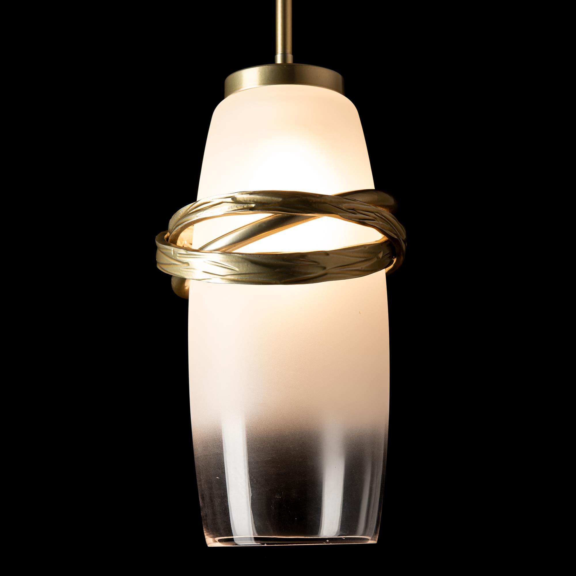 Shown in Modern Brass finish and Opal glass and Modern Brass accent
