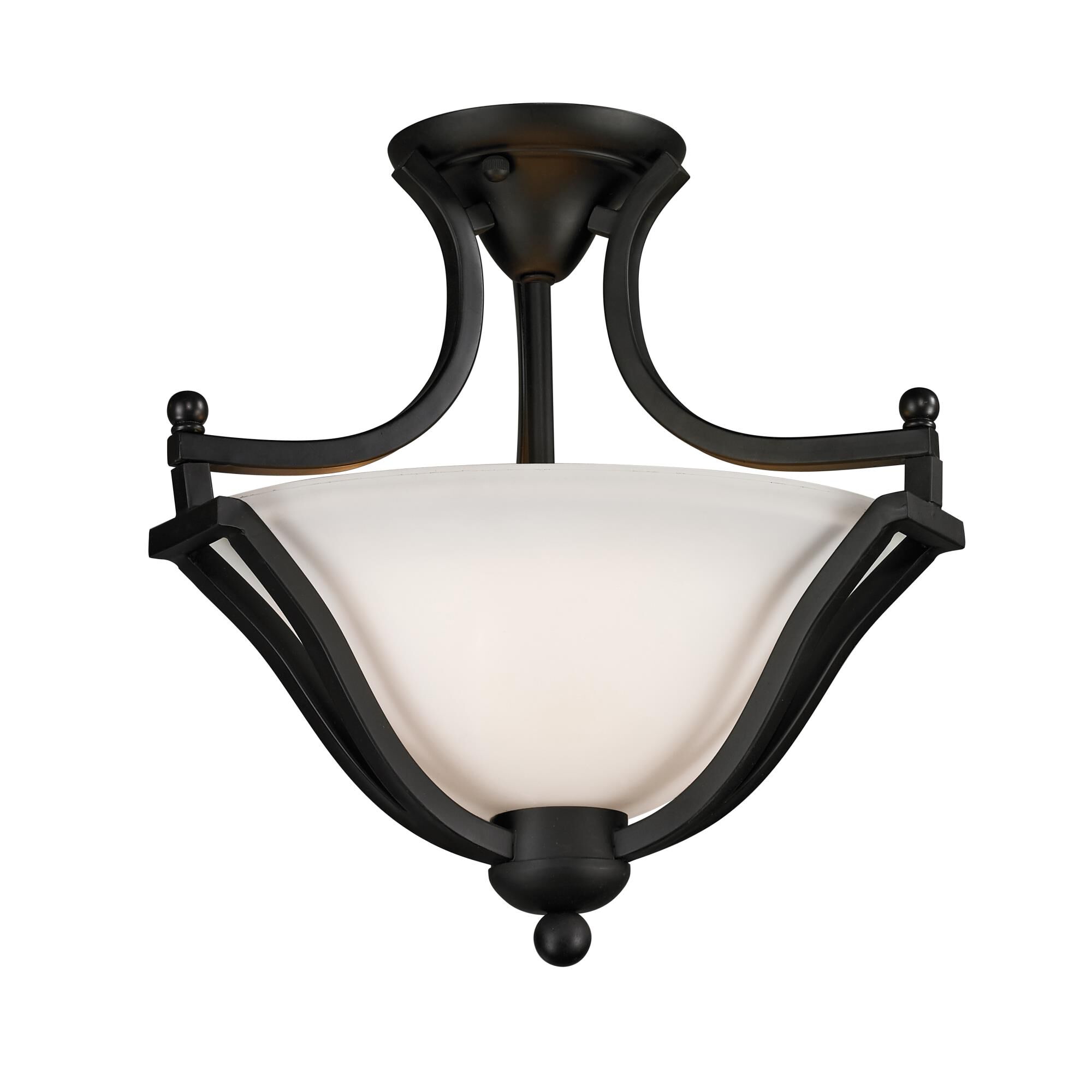 Shown in Matte Black finish and Glass shade