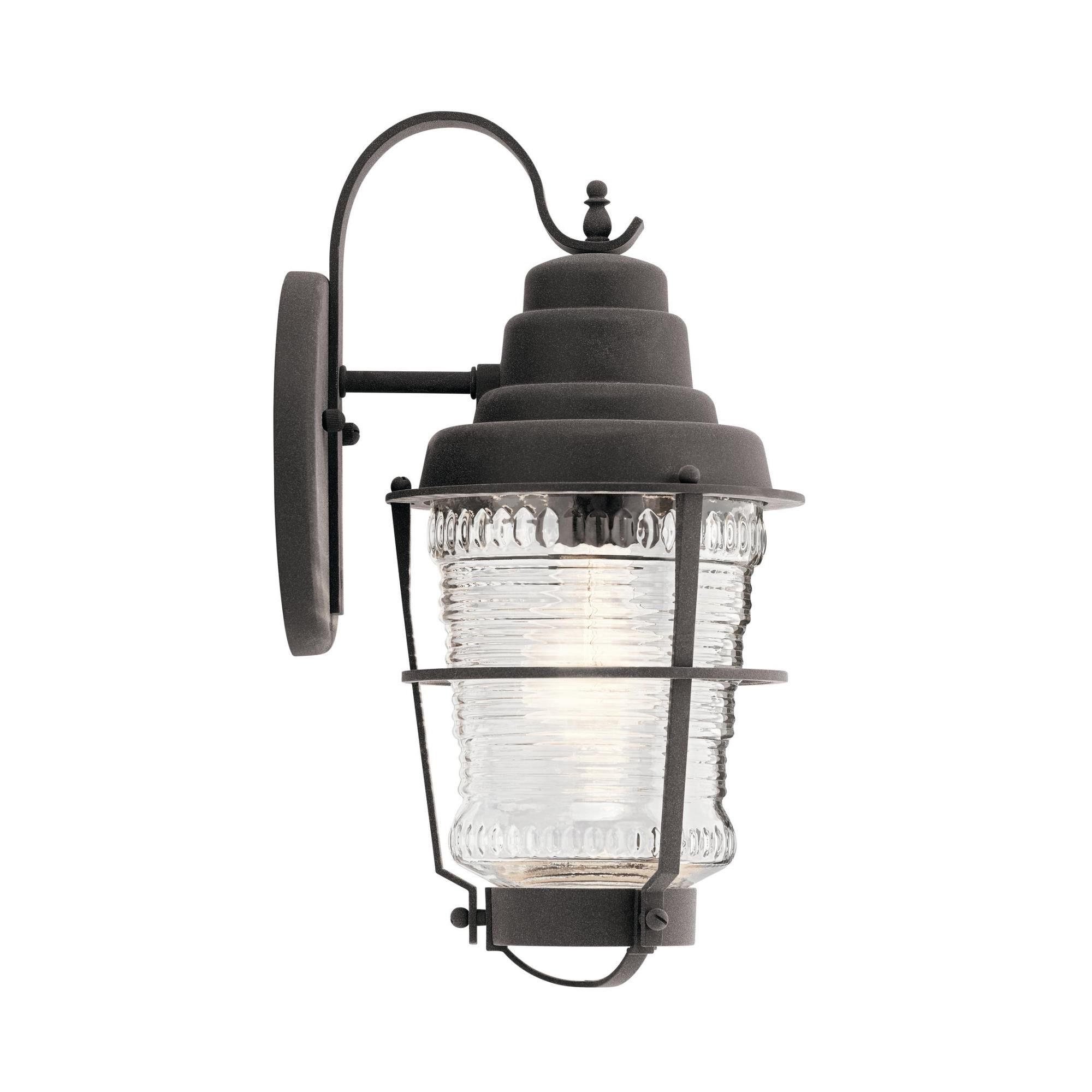 Shown in Weathered Zinc finish and Clear Frensel glass