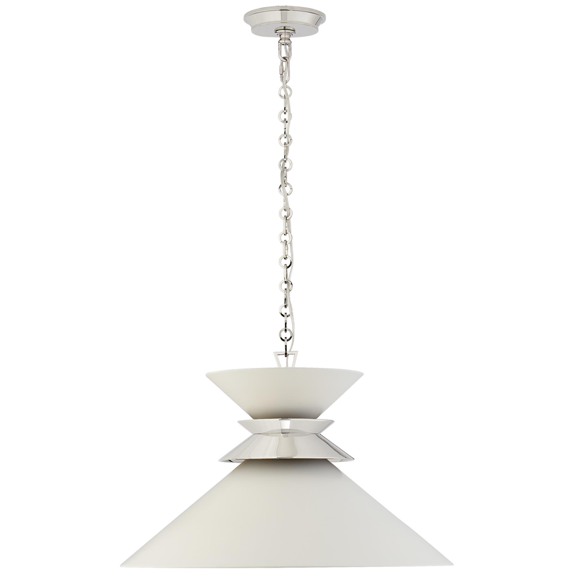 Shown in Polished Nickel finish and Matte White shade