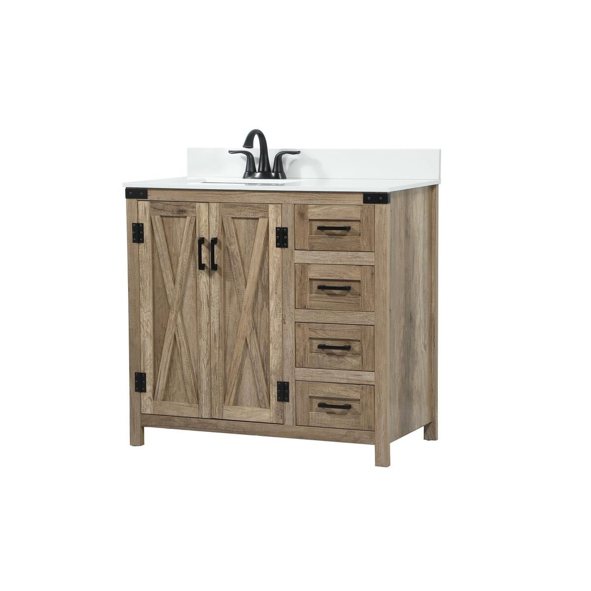 Shown in Natural Oak finish and With Backsplash accent