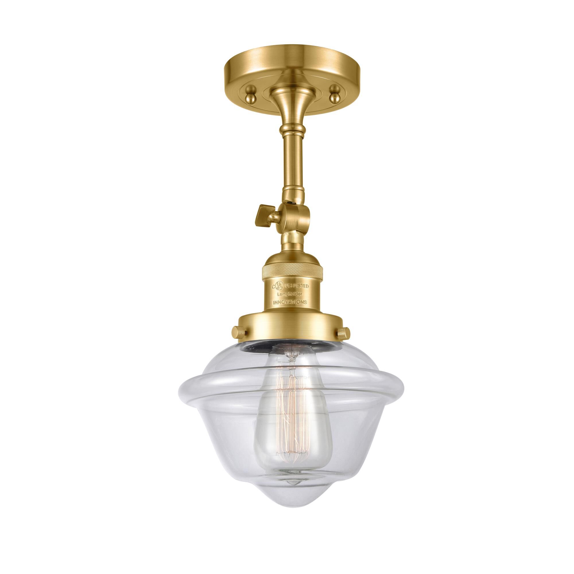 Shown in Satin Gold finish and Clear Small Oxford glass