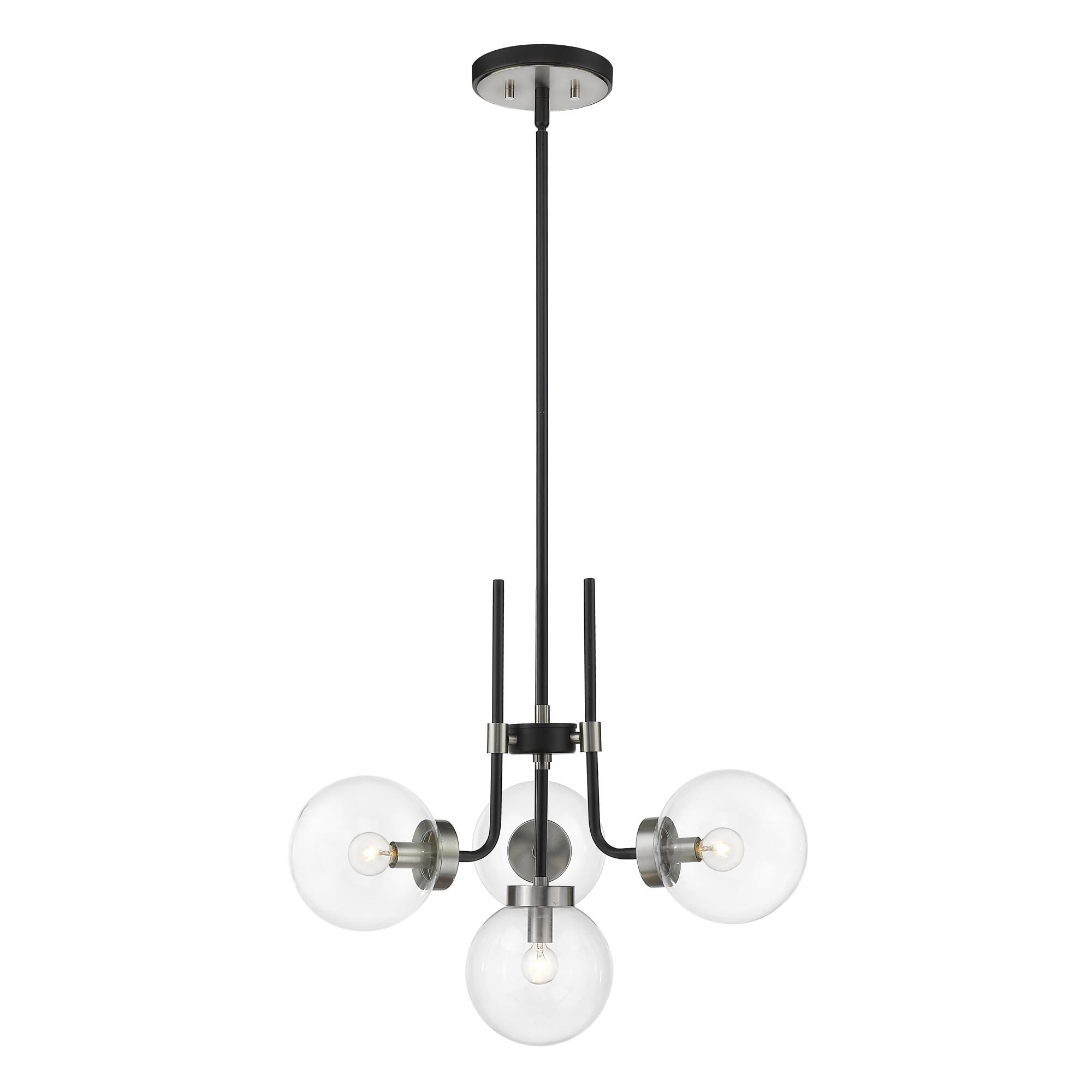 Shown in Matte Black + Brushed Nickel finish and Glass shade