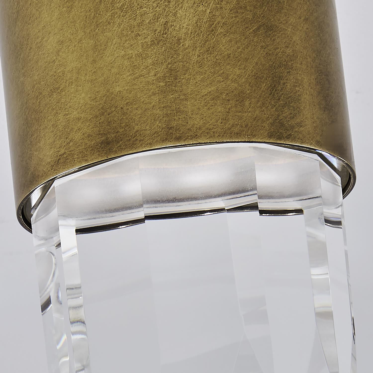Shown in True Brass finish and Clear crystal