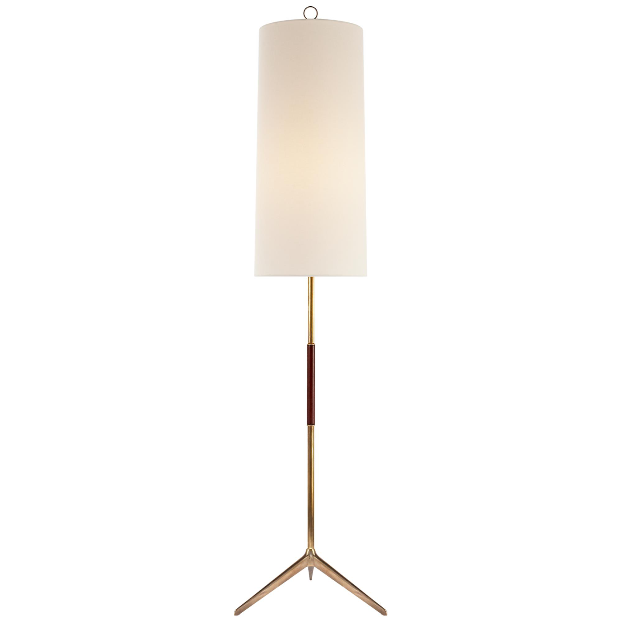 Shown in Hand-Rubbed Antique Brass finish and Linen shade