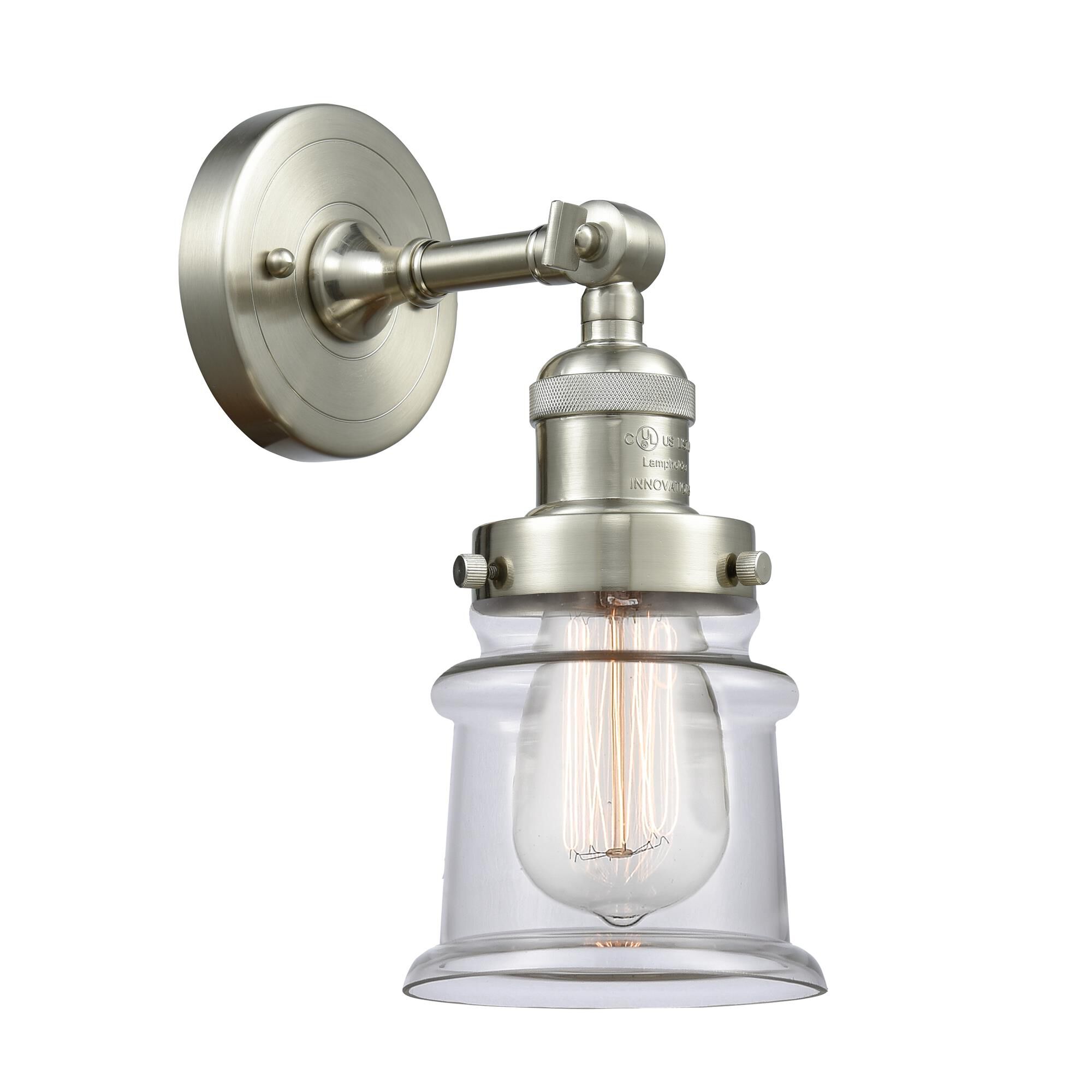 Shown in Brushed Satin Nickel finish and Clear glass