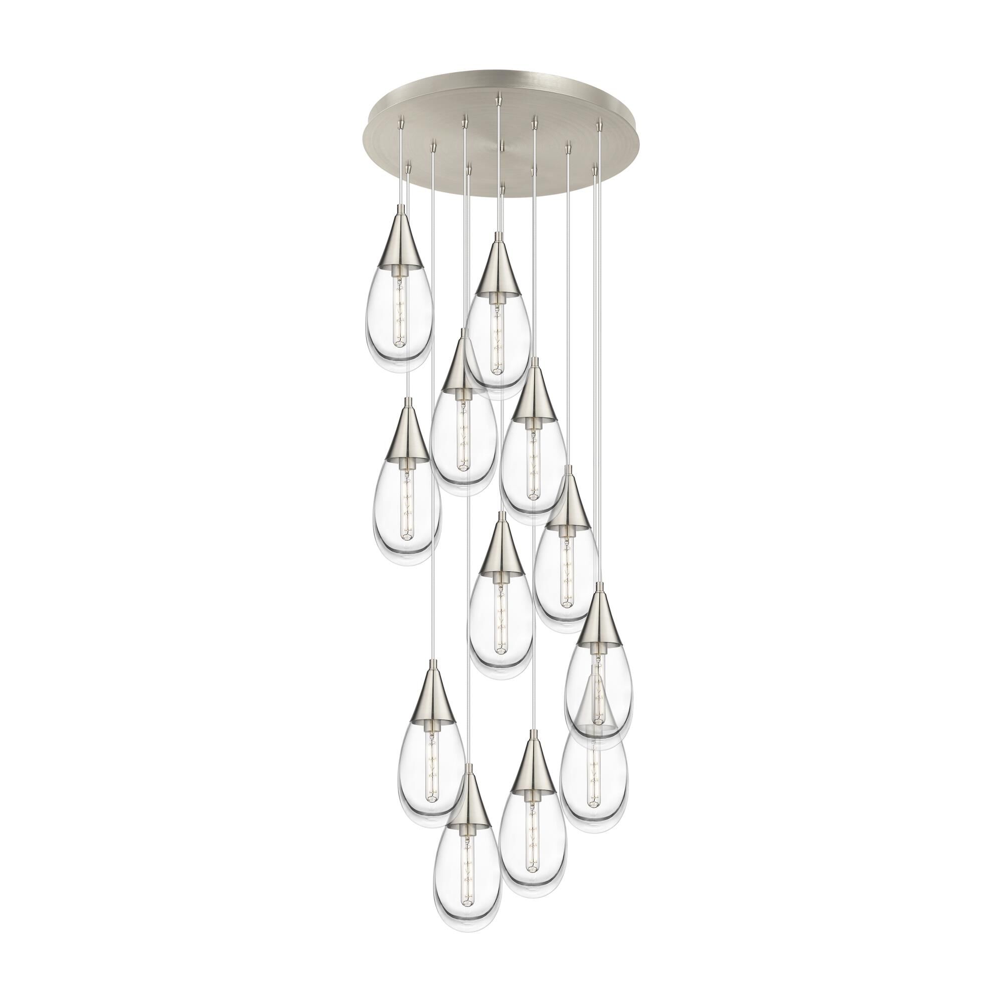 Shown in Brushed Satin Nickel finish and Clear glass and Clear Glass shade
