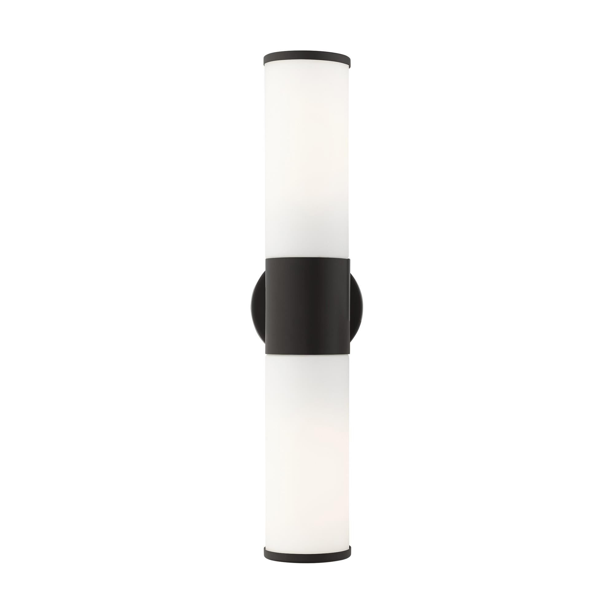 Shown in Black finish and Satin Opal White glass