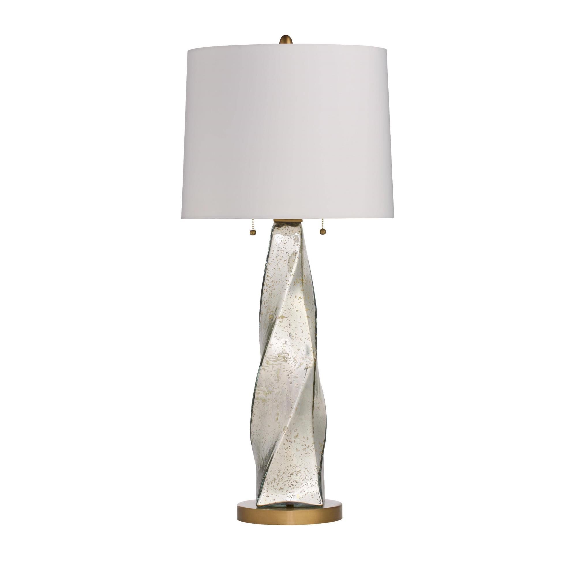 Shown in Silver Luster and Antique Brass finish and Off-White shade