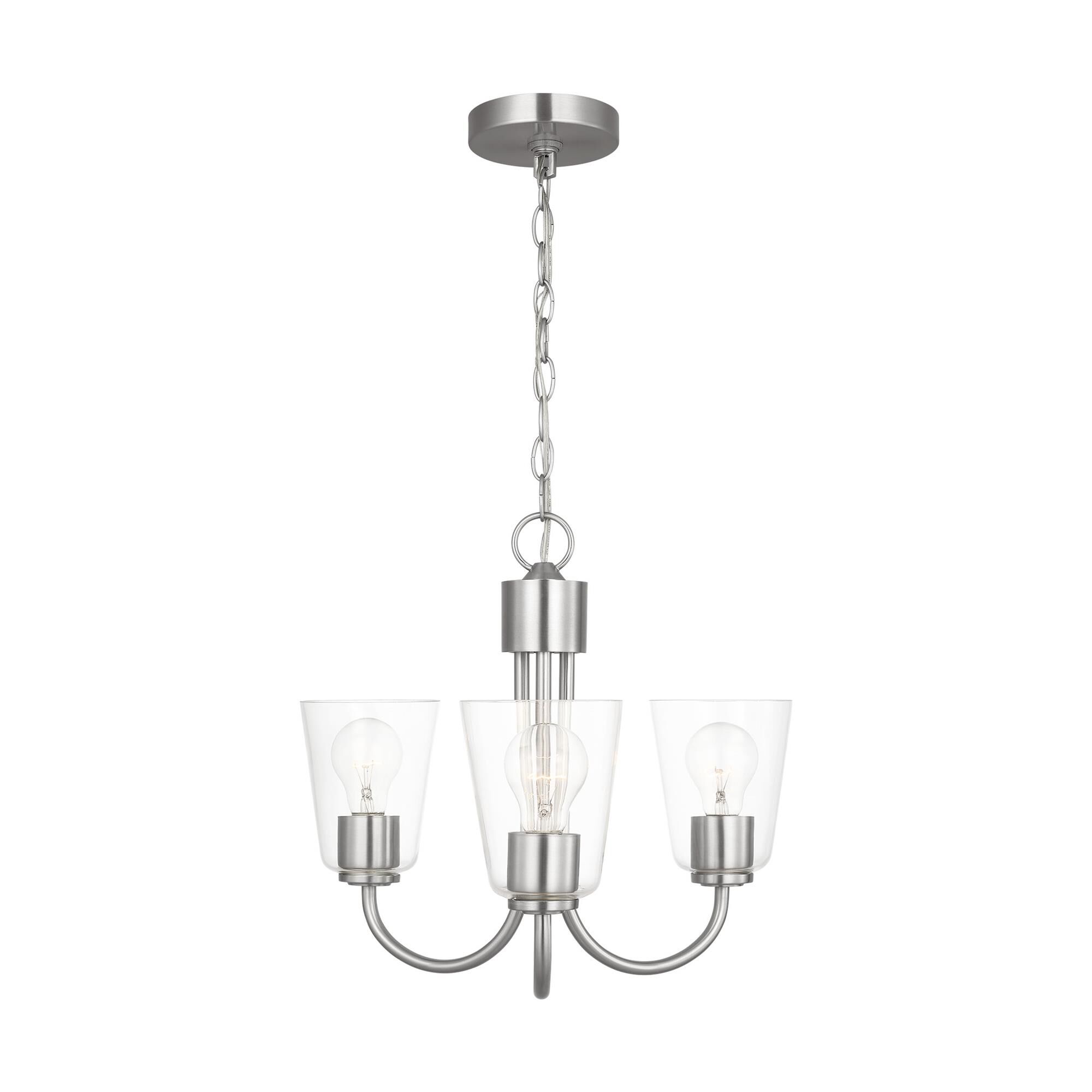 Shown in Brushed Nickel finish and Clear glass
