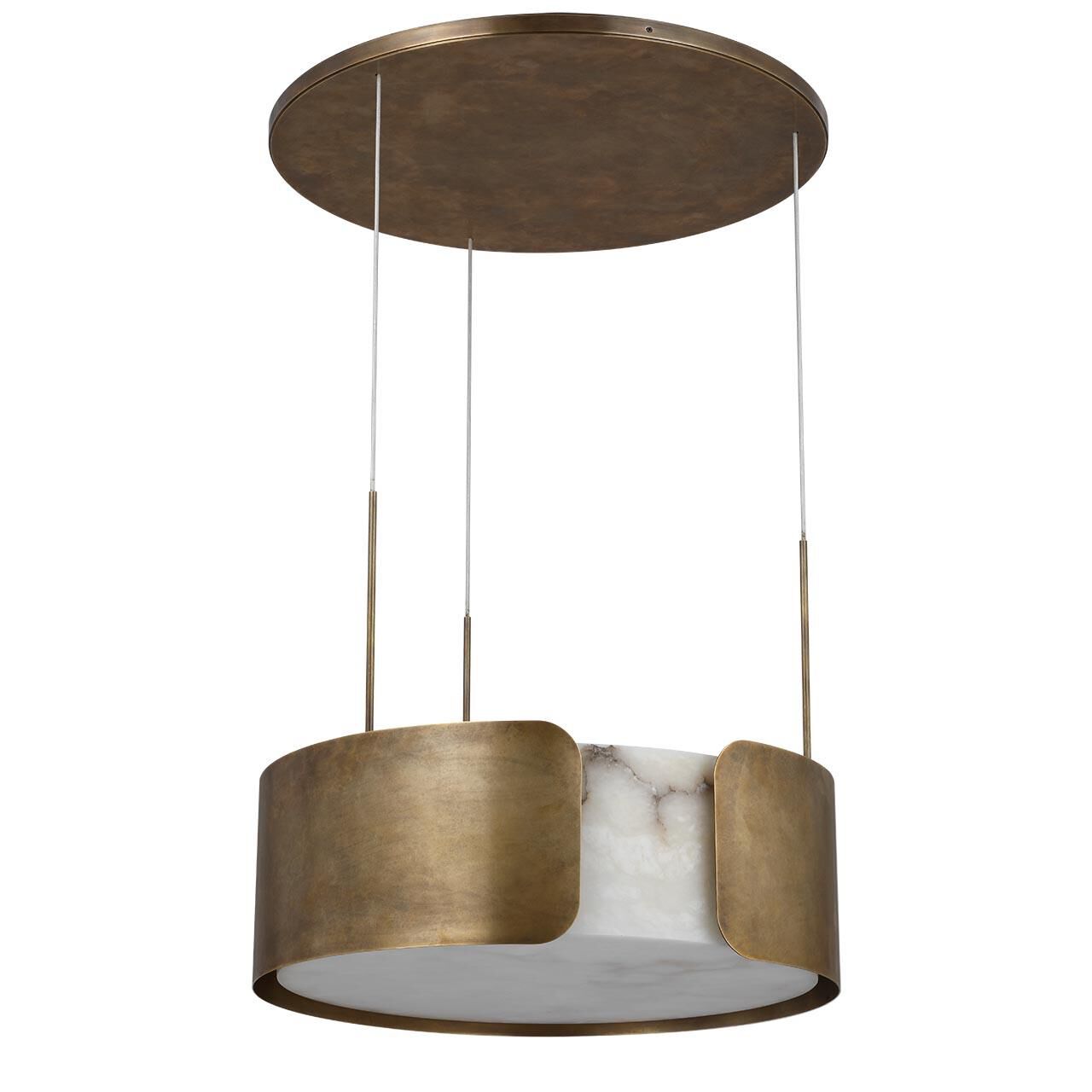 Shown in Mottled Brass finish and Alabaster shade