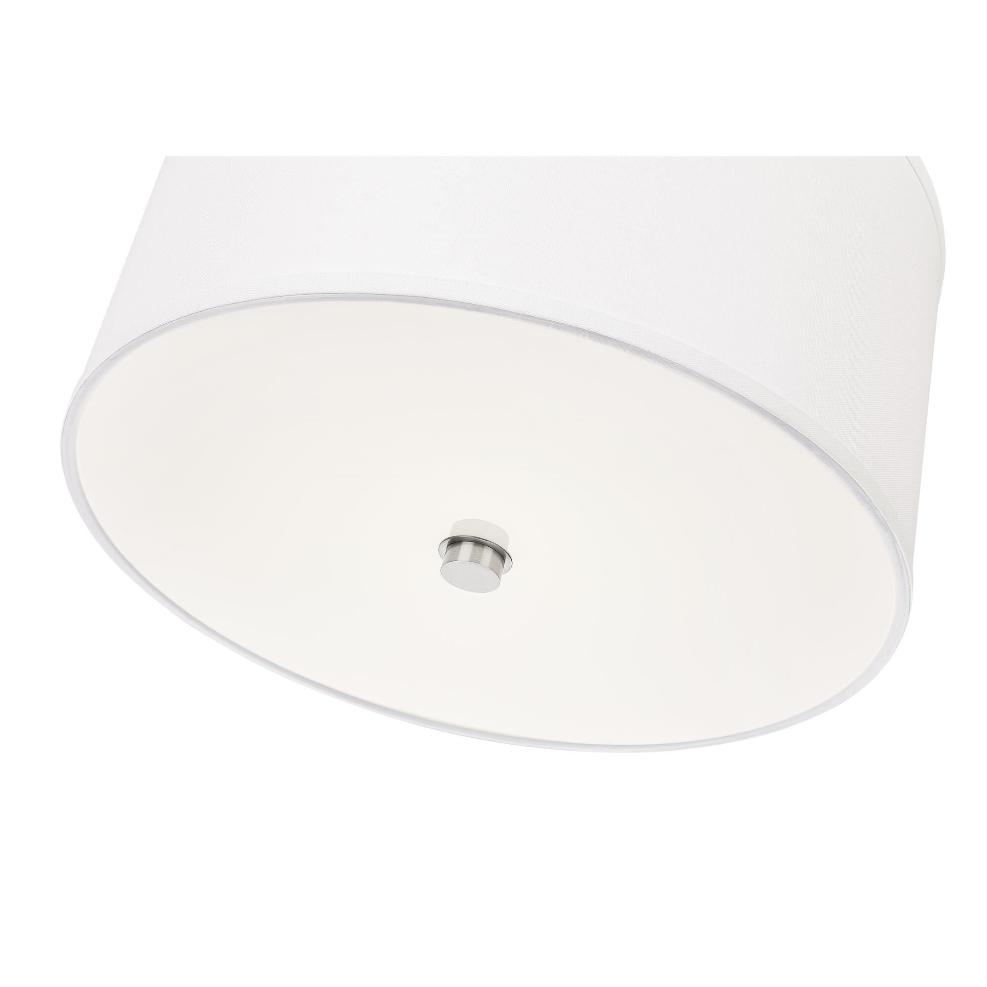 Shown in Brushed Nickel finish and White glass