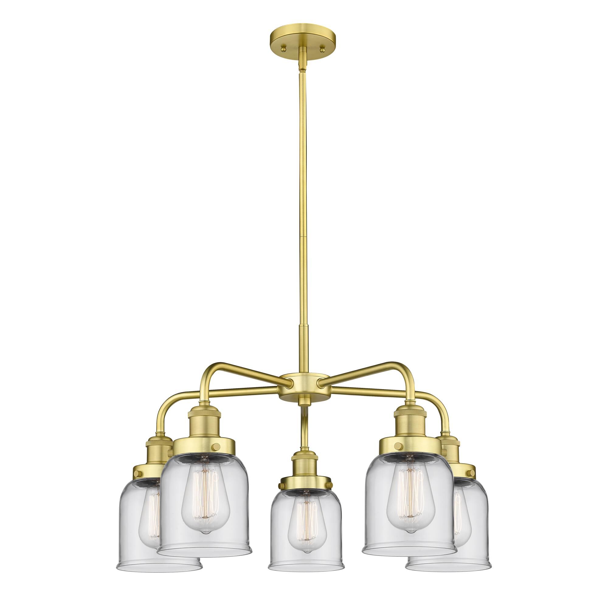 Shown in Satin Gold finish and Clear glass