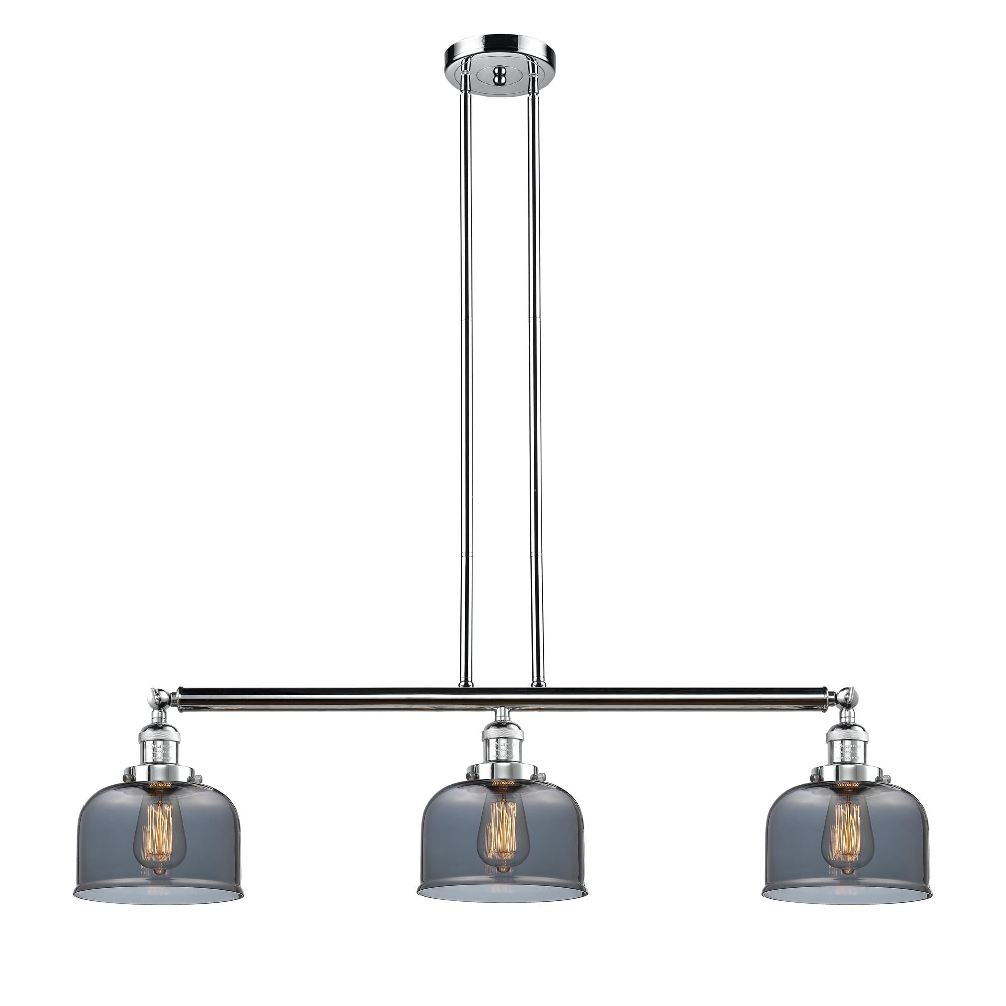 Shown in Polished Chrome finish and Plated Smoke Large Bell glass