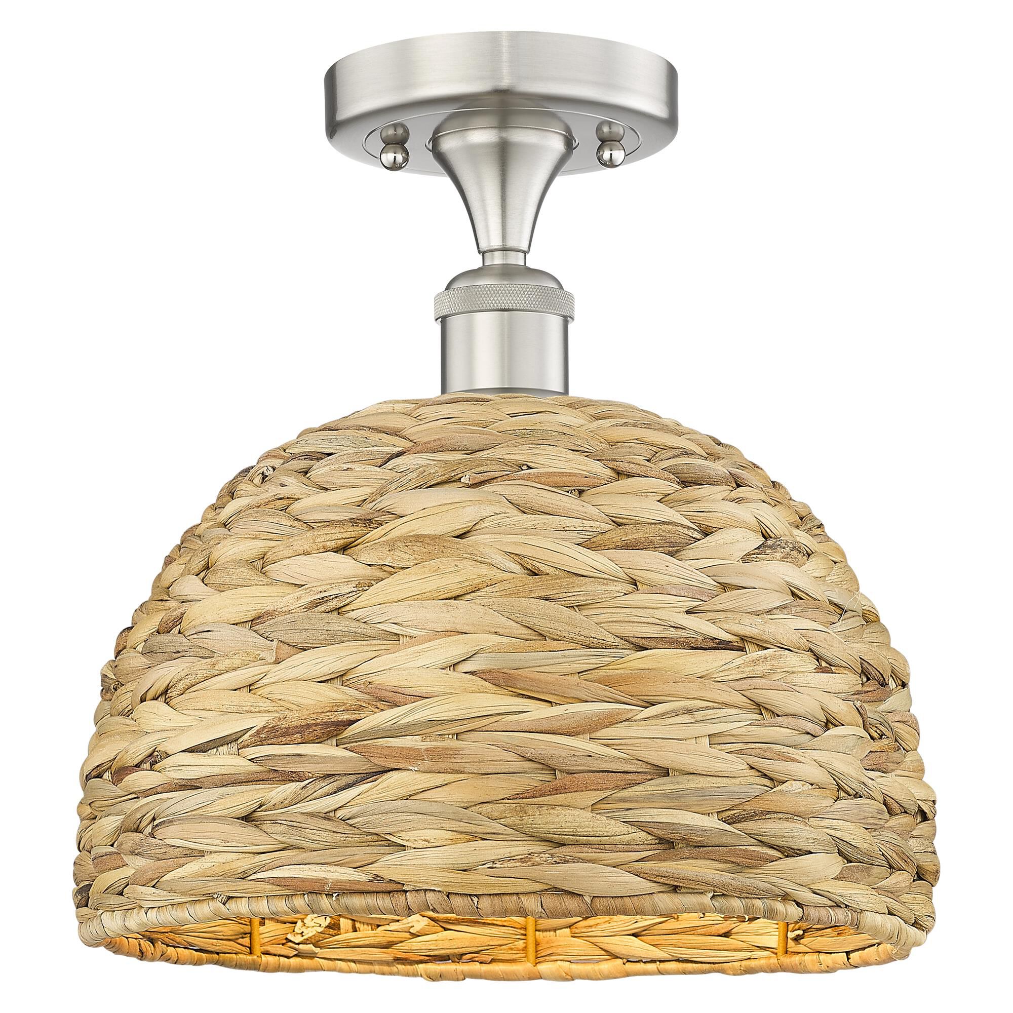 Bruno Marashlian Woven Rattan 12 Inch Semi Flush Mount by Innovations Lighting