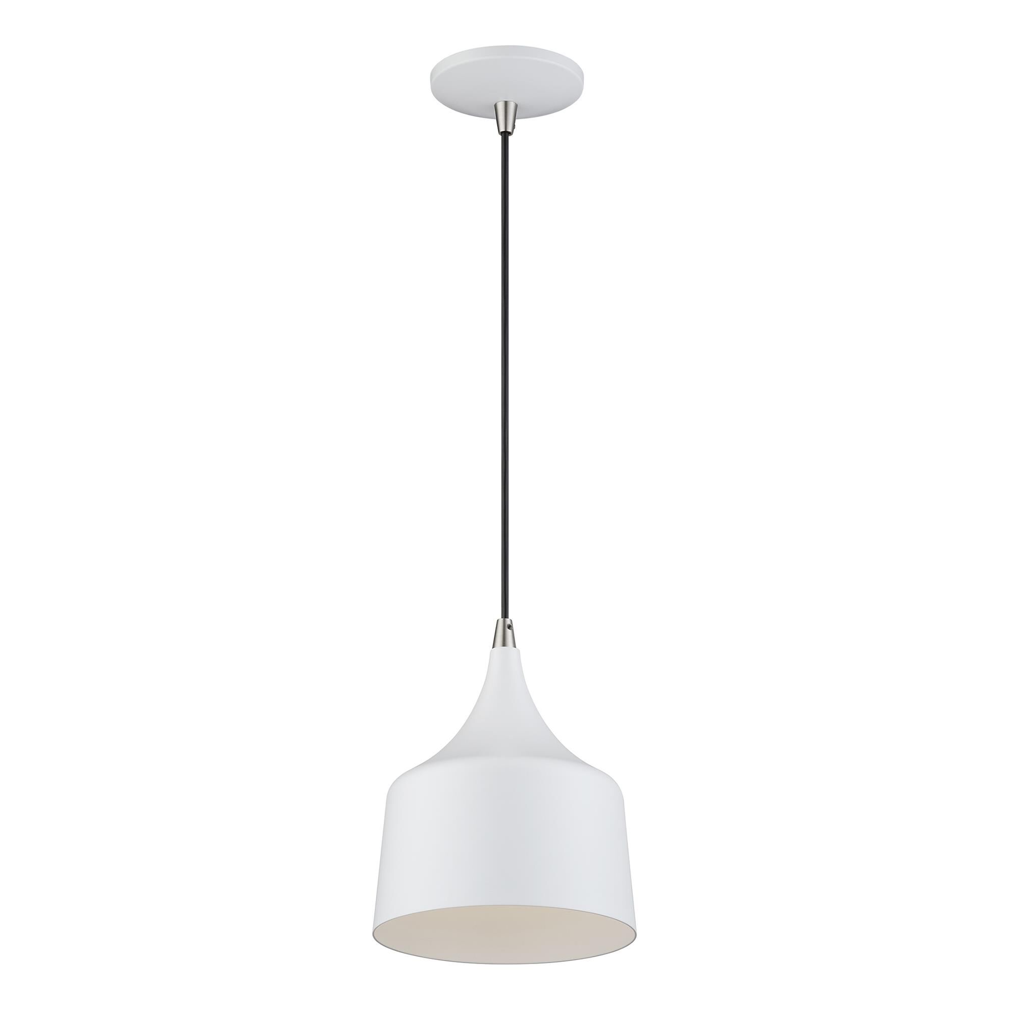 Shown in White with Brushed Nickel Accents finish and White Aluminum with White Inside shade
