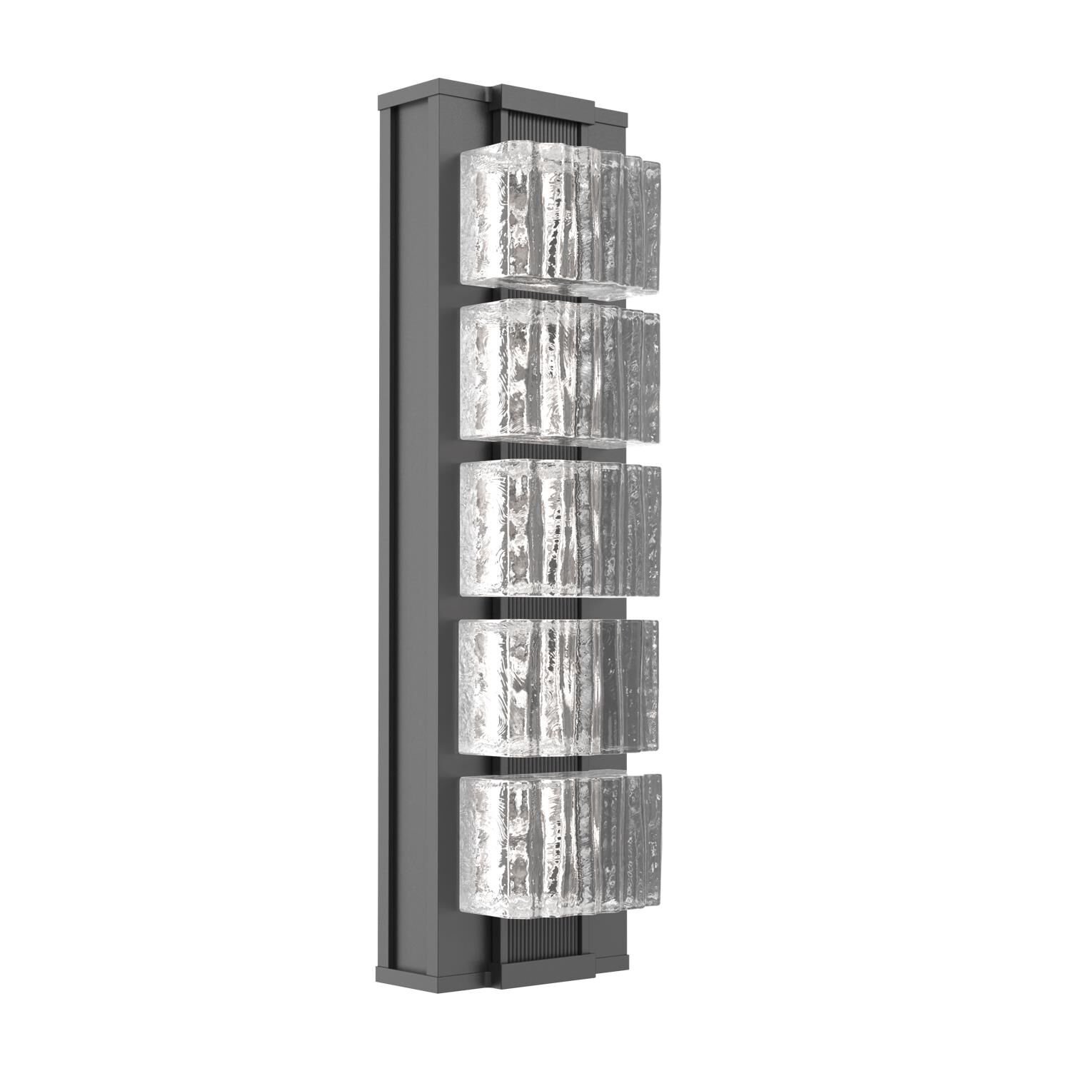 Shown in Argento Grey finish and Clear Ribbed glass