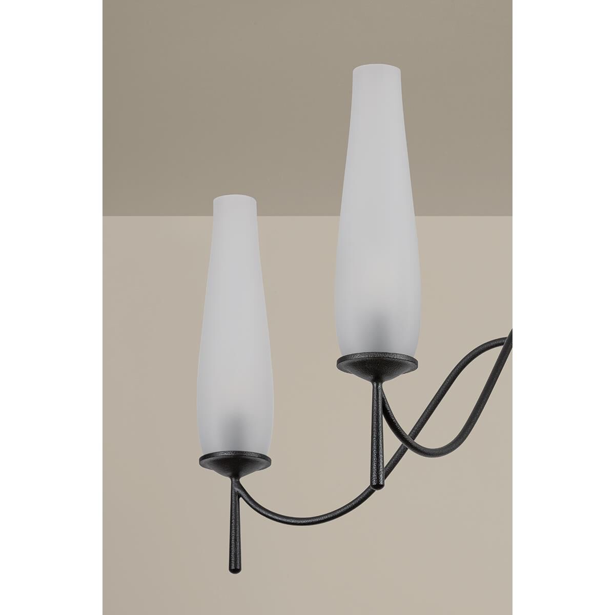 Shown in Forged Iron finish and Clear Etched glass