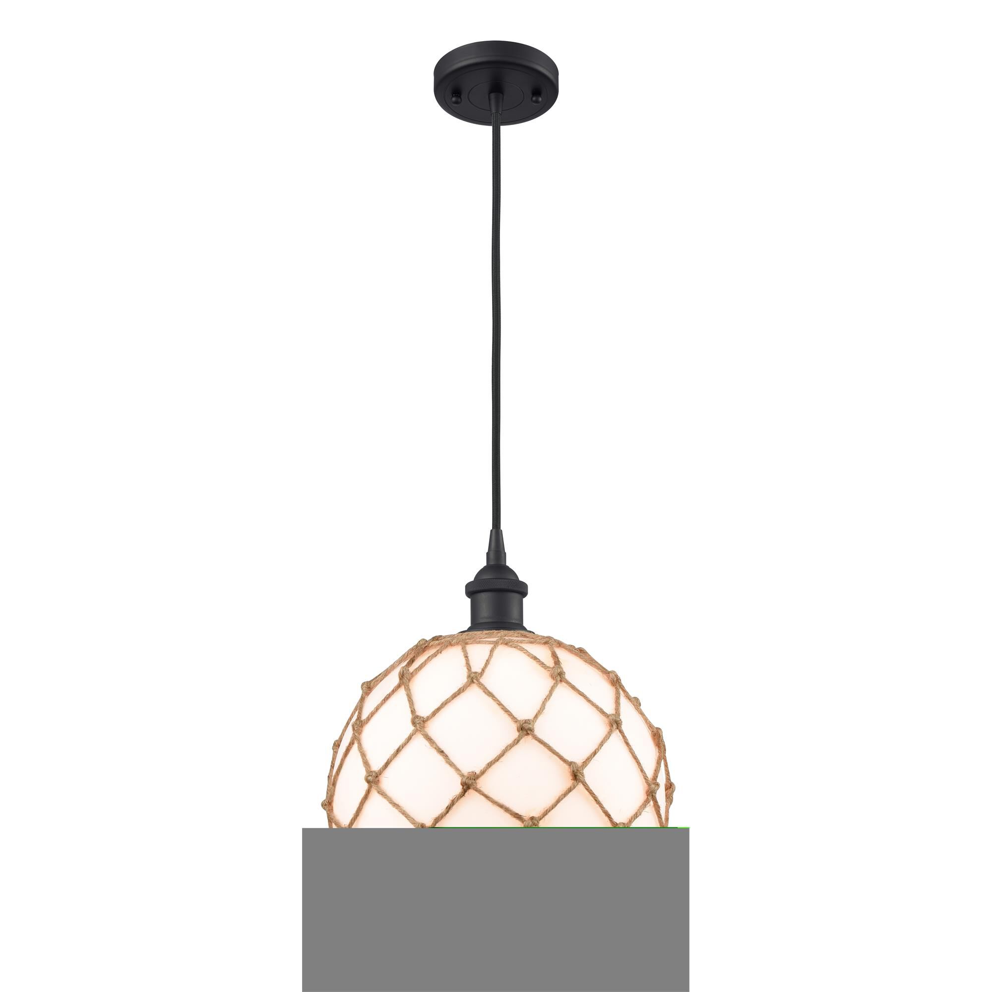 Shown in Matte Black finish and White With Black Rope glass