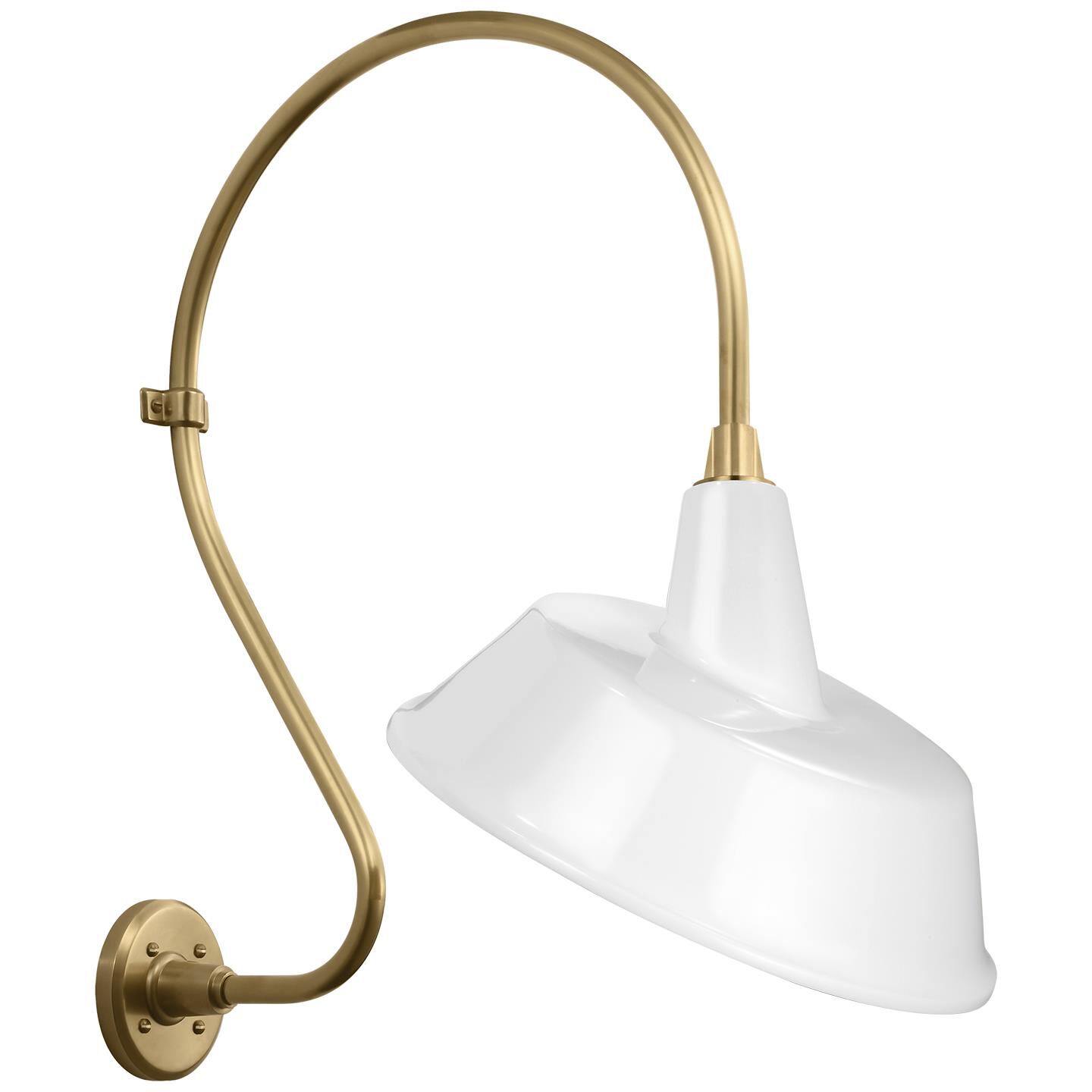 Shown in Hand-Rubbed Antique Brass finish and White Tilted Bowers shade