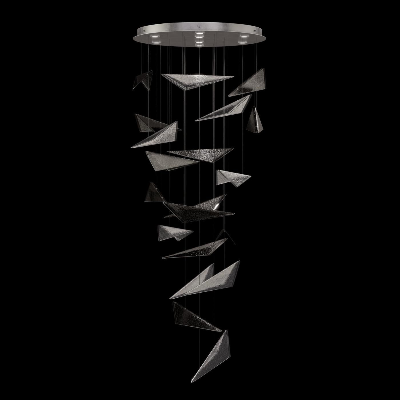 Shown in Silver finish and Smoke Hammered glass