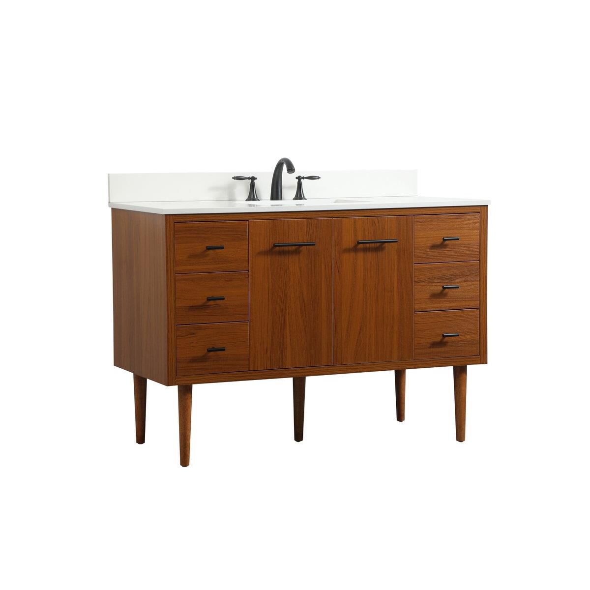 Shown in Teak finish and Backsplash accent